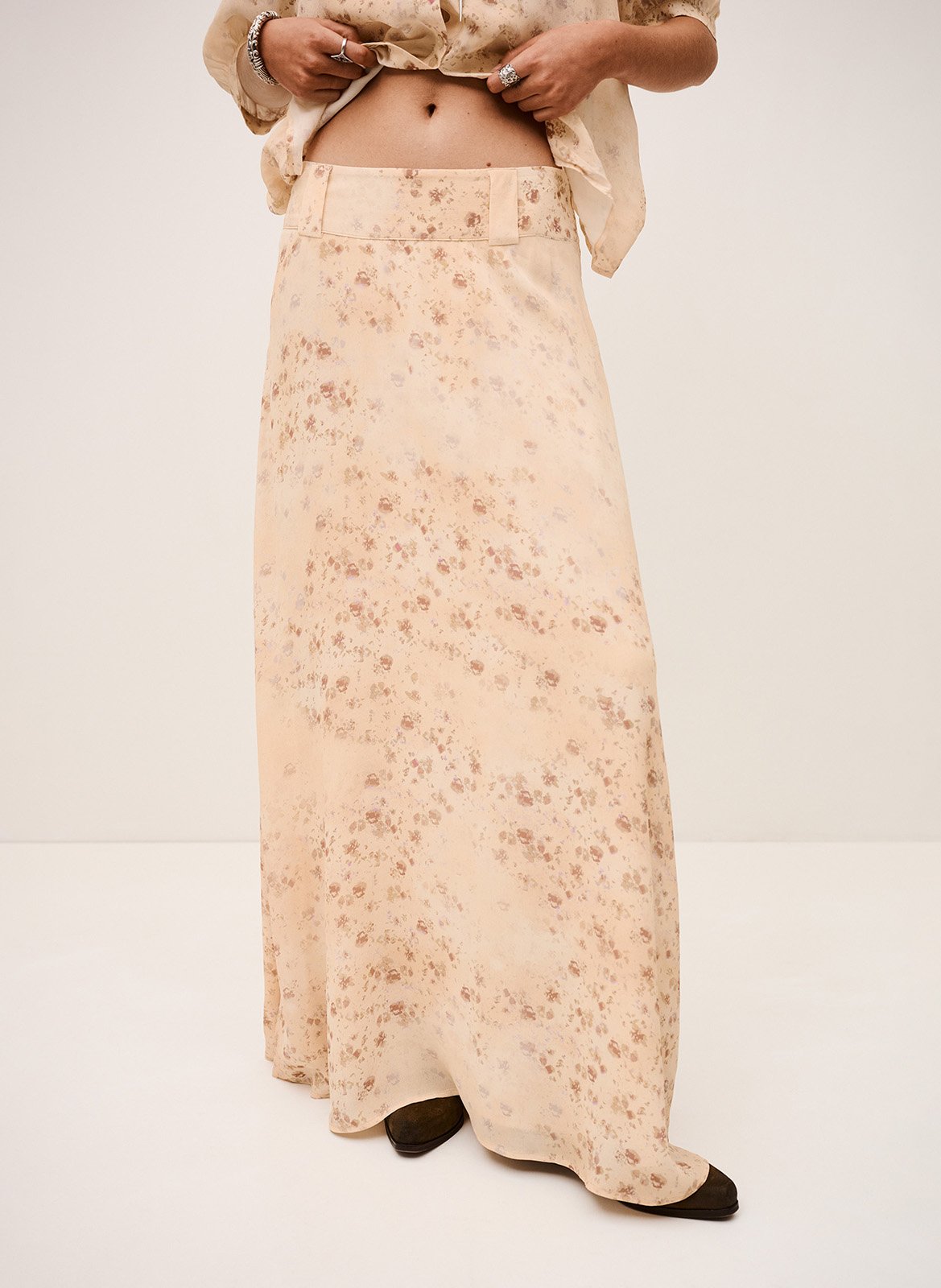 Lange, gerende rok BA&SH Beige