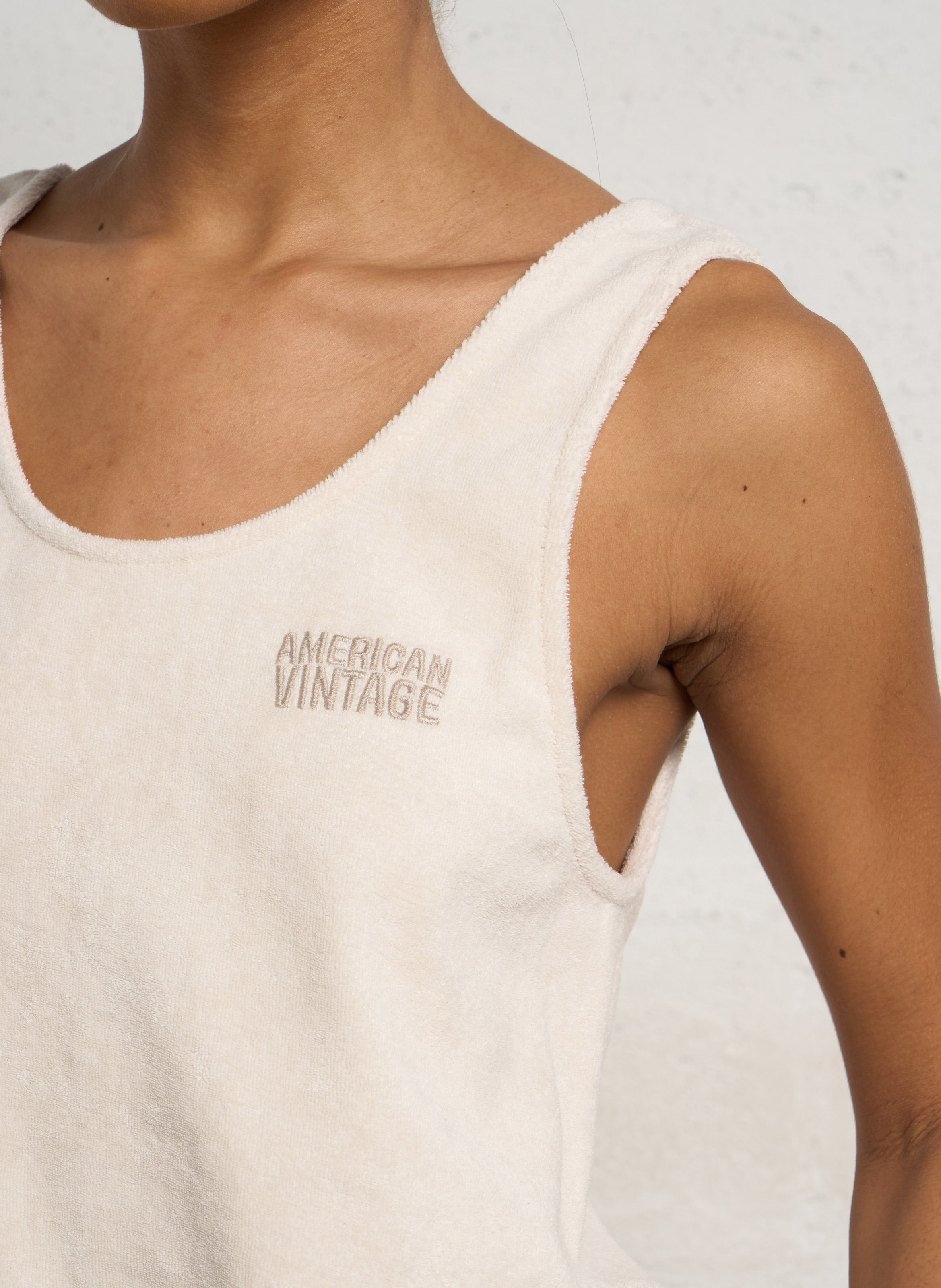 Débardeur col U en coton bio et coton recyclé AMERICAN VINTAGE Beige