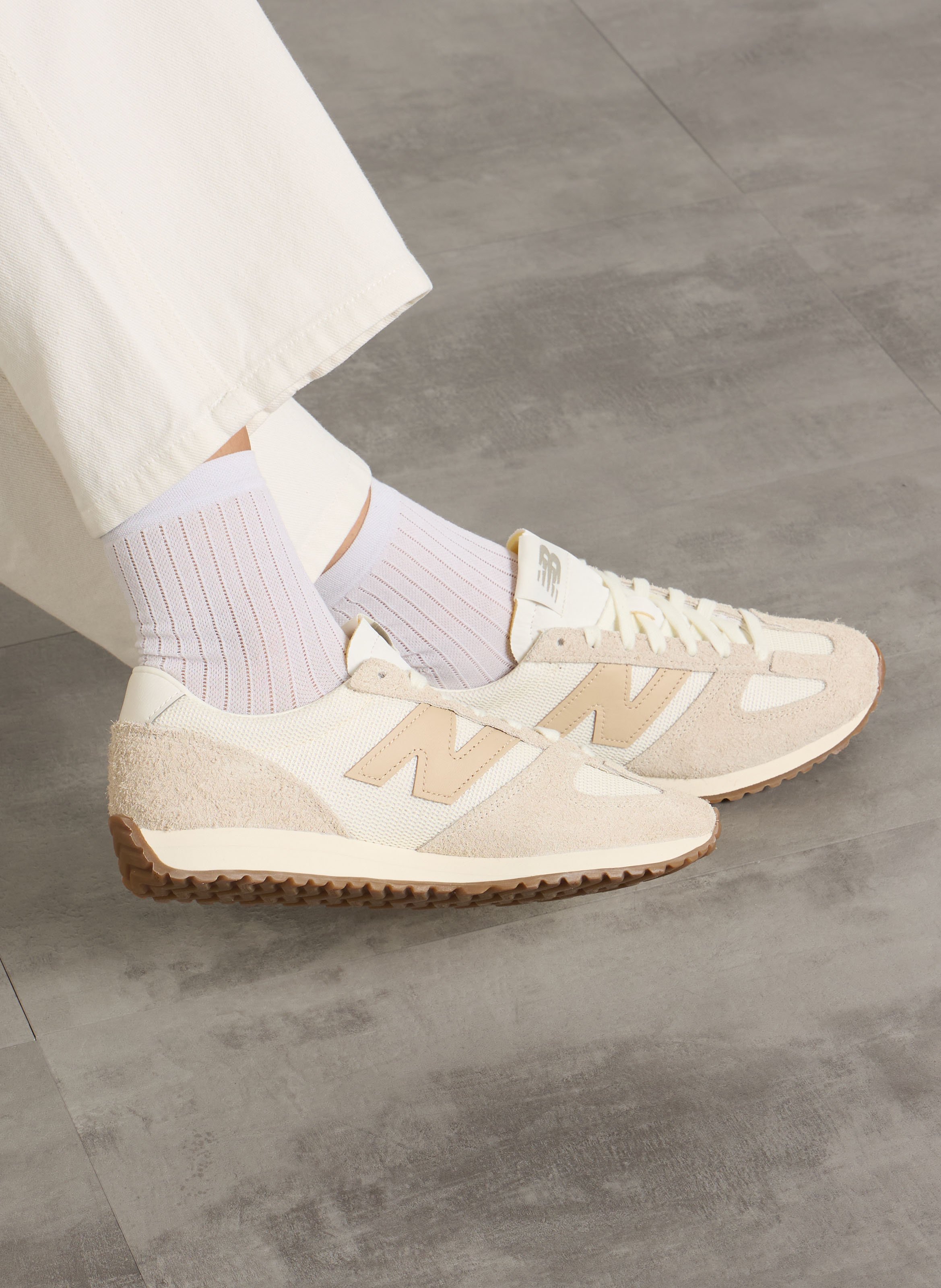 Low-top leather mix sneakers NEW BALANCE Grey