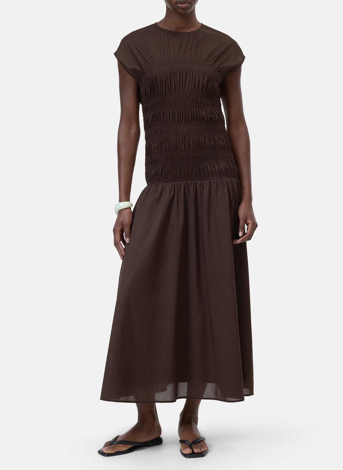 Robe longue col rond en coton CLOSED Marron