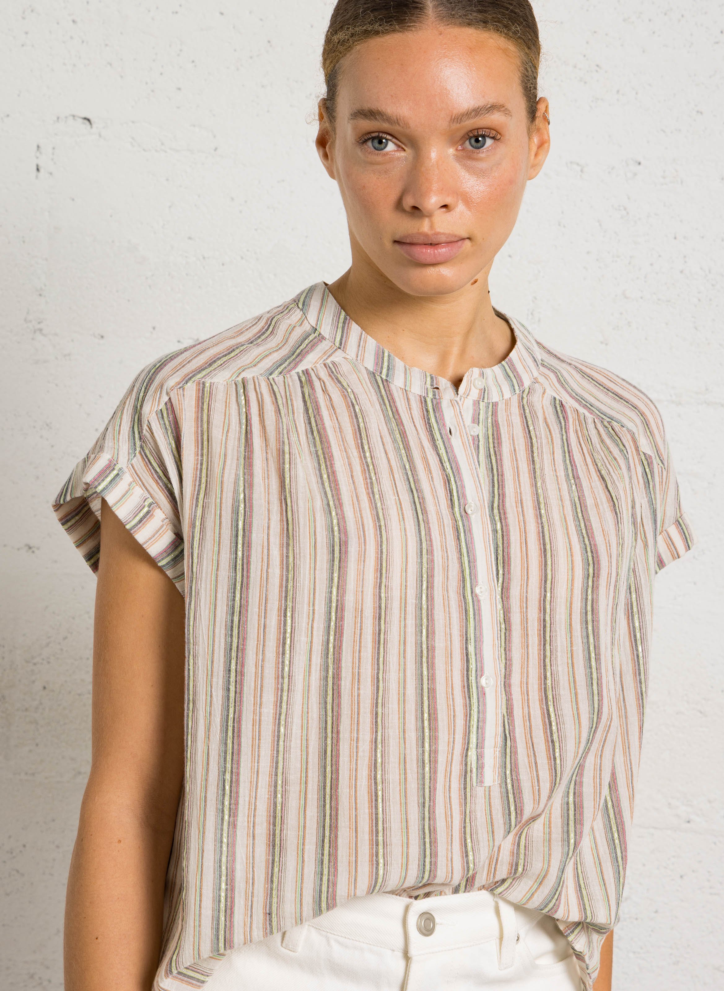 Rundhalsausschnitt gestreiftes Top SUD EXPRESS Mehrfarbig