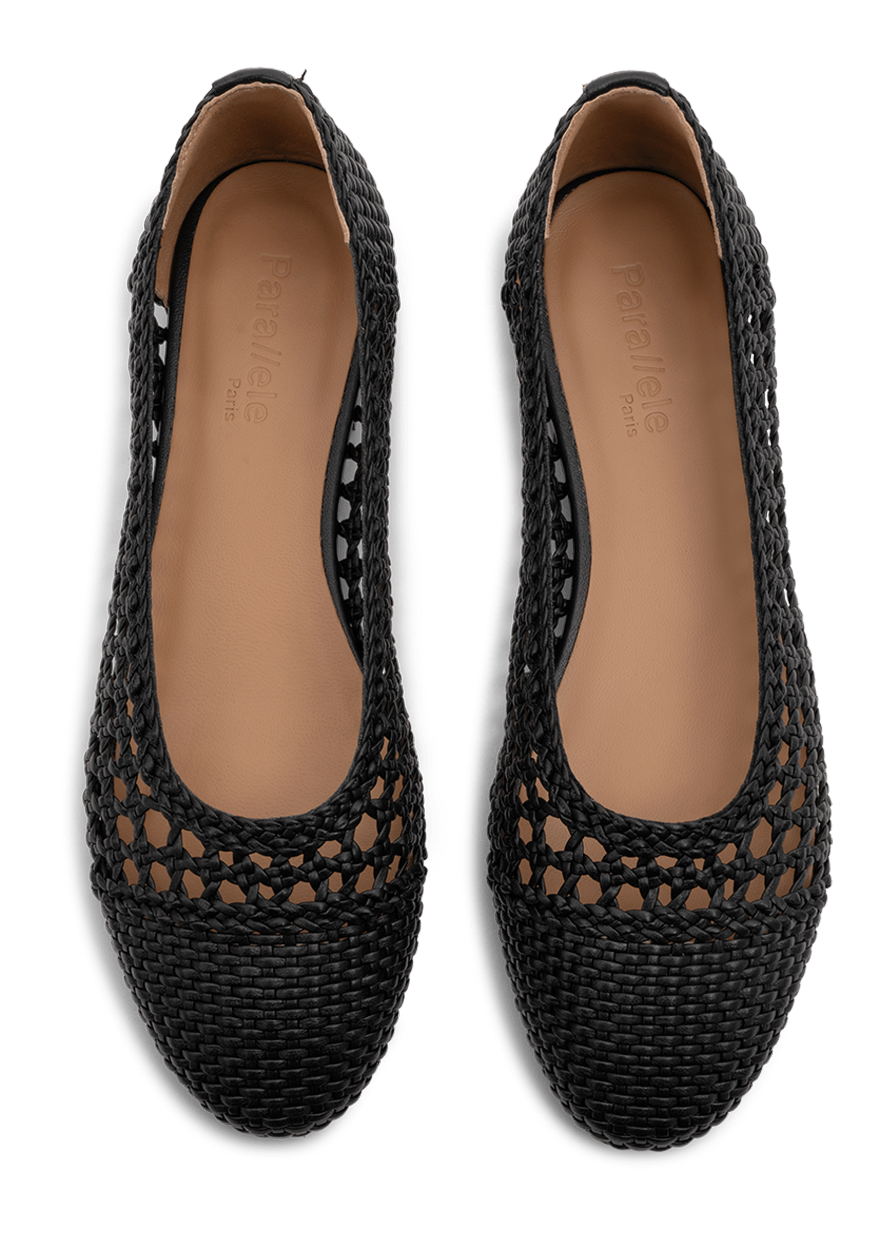 Black braided leather ballet flats PARALLELE PARIS Black