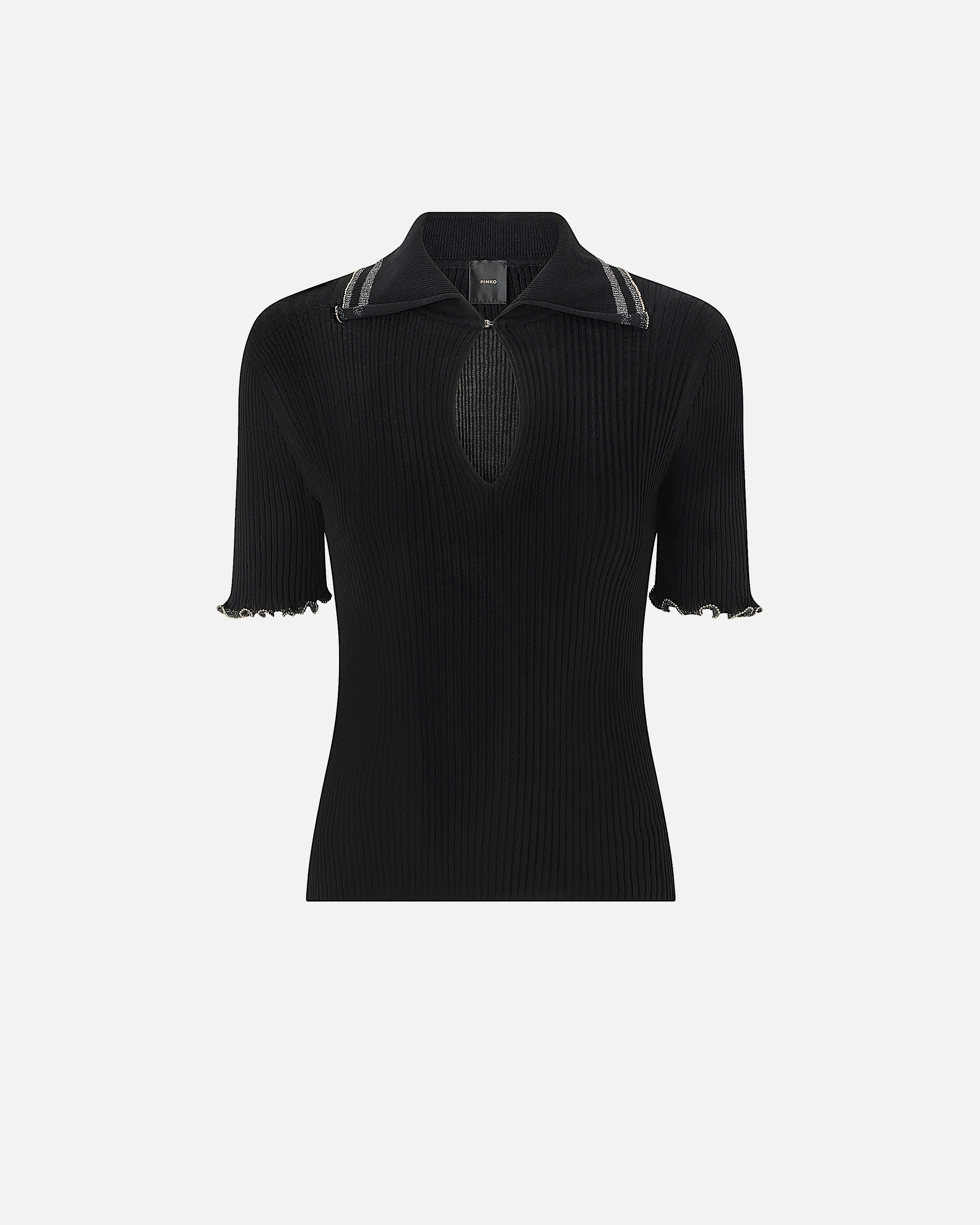 T-shirt côtelé à bords bijoux PINKO Noir