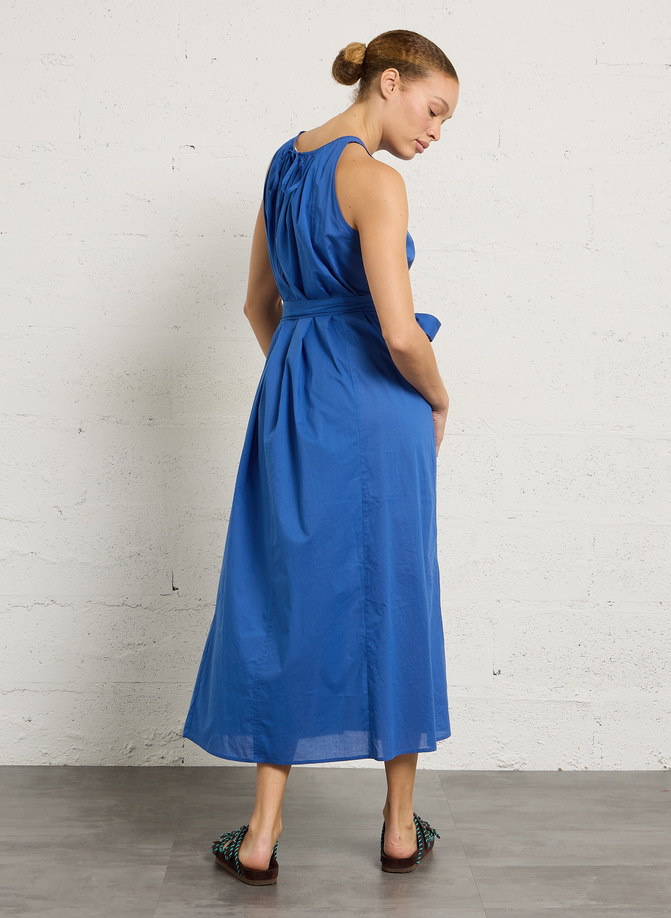 Long loose-fit cotton dress BELLEPIECE Blue