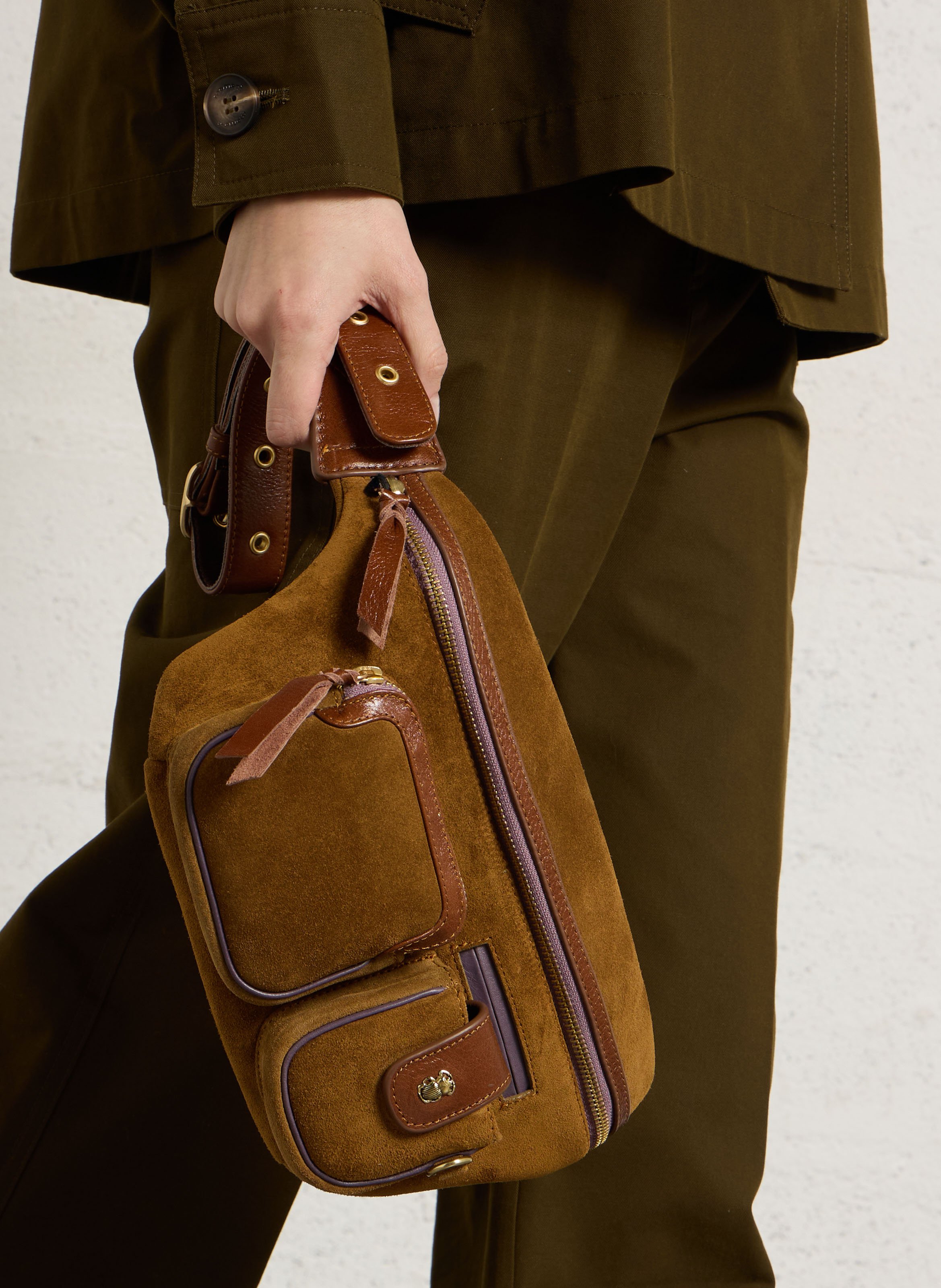 Sac ceinture en cuir CLARIS VIROT Marron