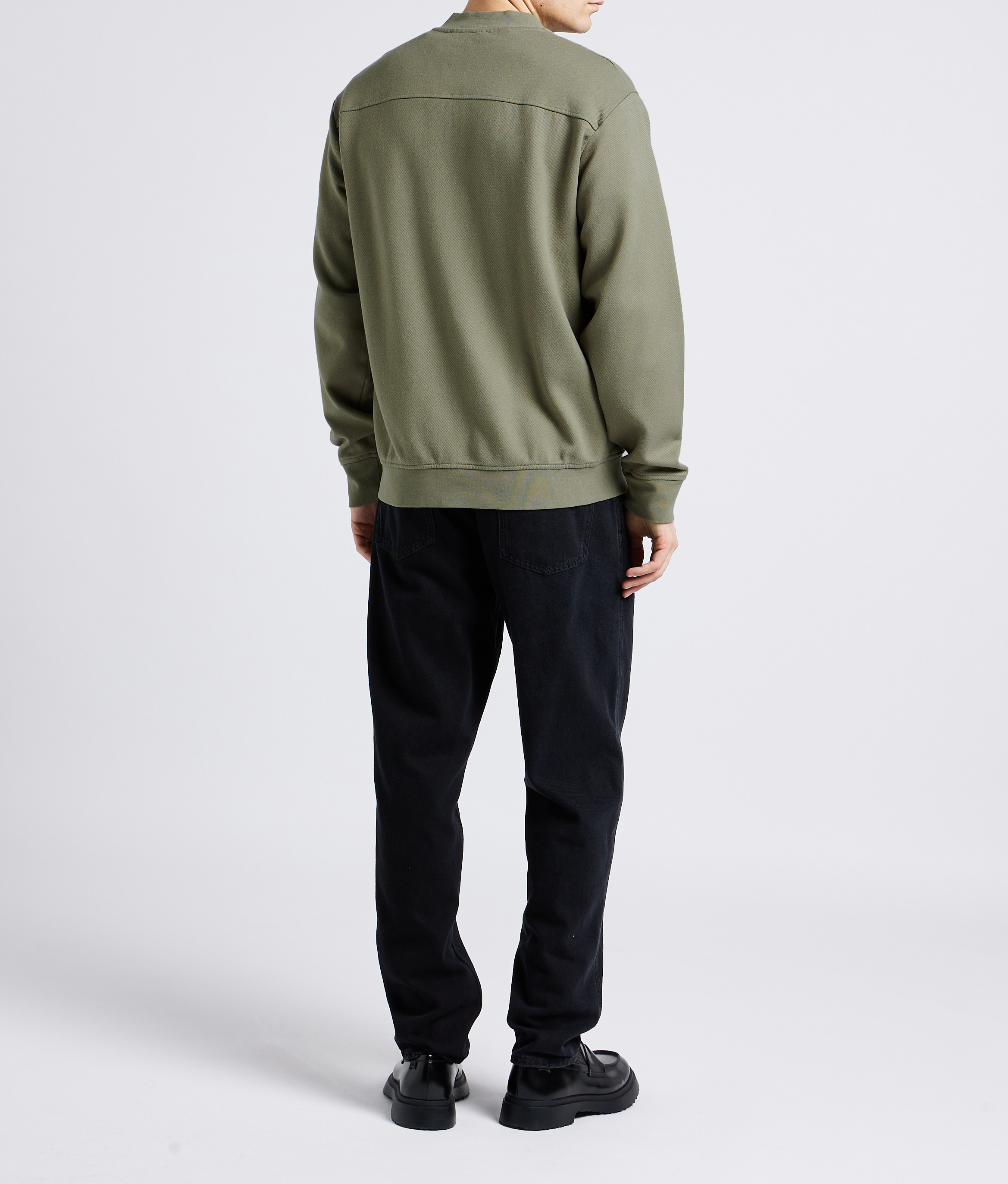 Casual high-neck organic cotton-blend bomber jacket SELECTED Grey