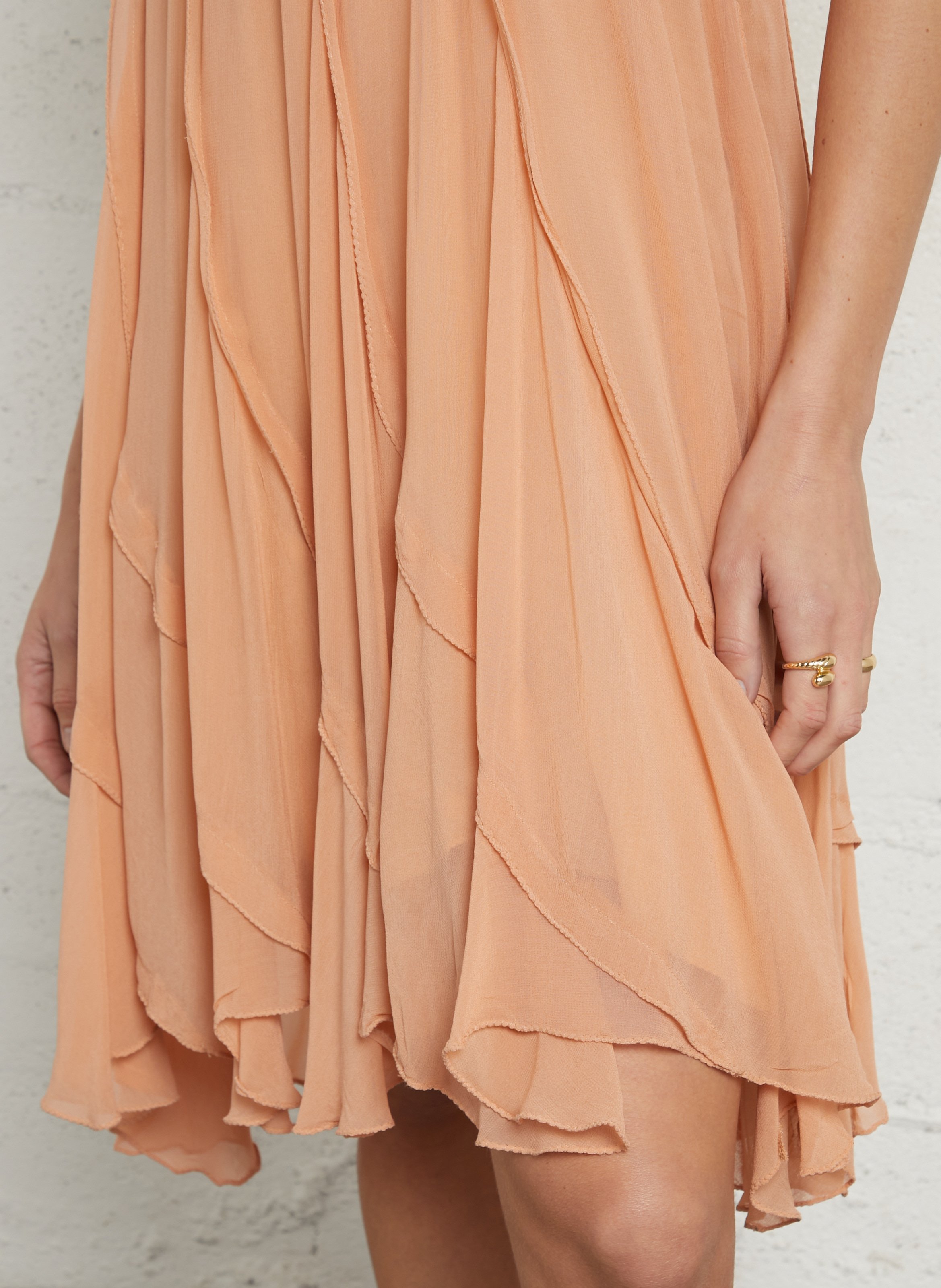 Robe midi encolure carrée MES DEMOISELLES Beige