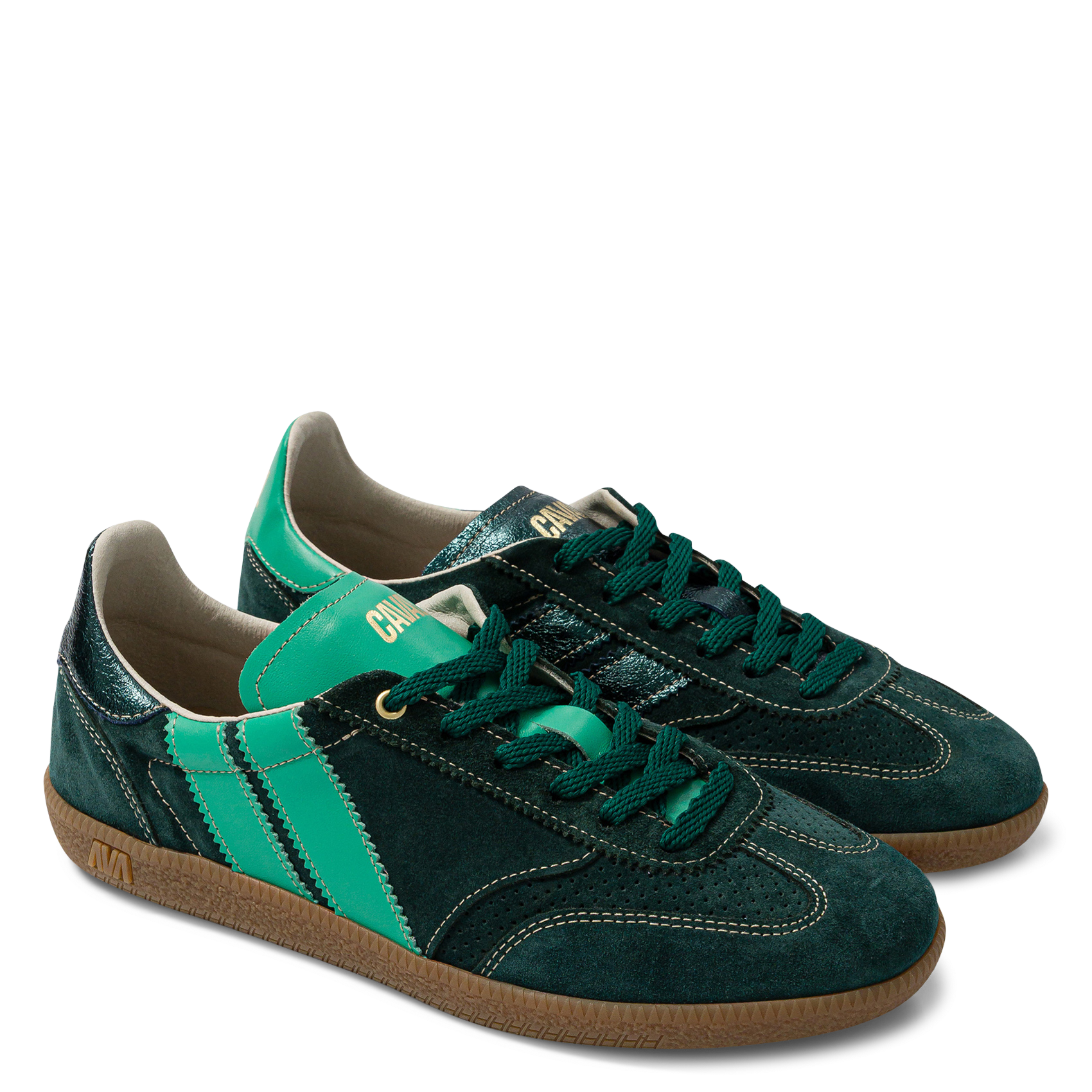 Baskets basses en cuir velours CAVAL Vert