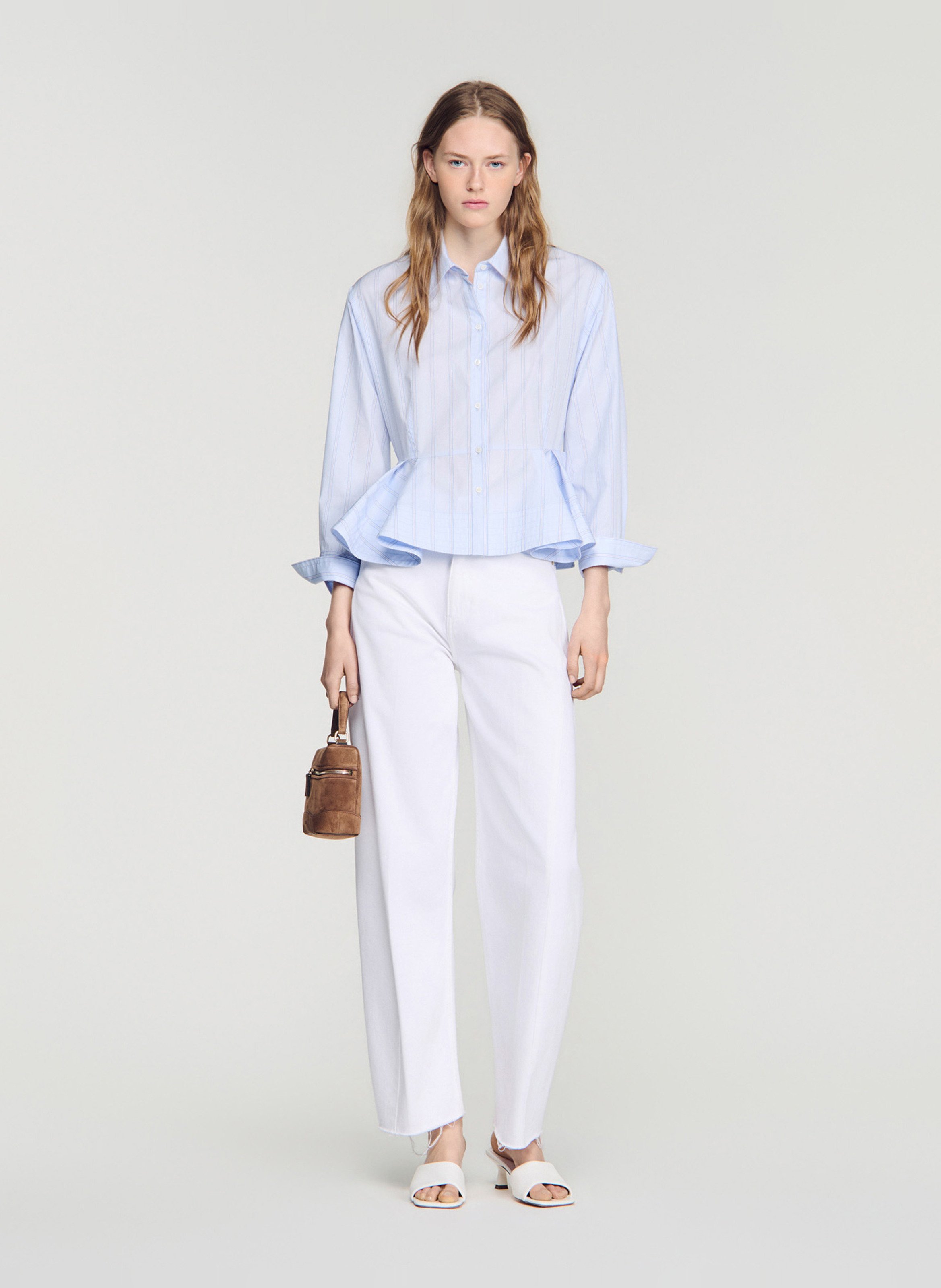 Chemise cintrée en coton SANDRO Bleu