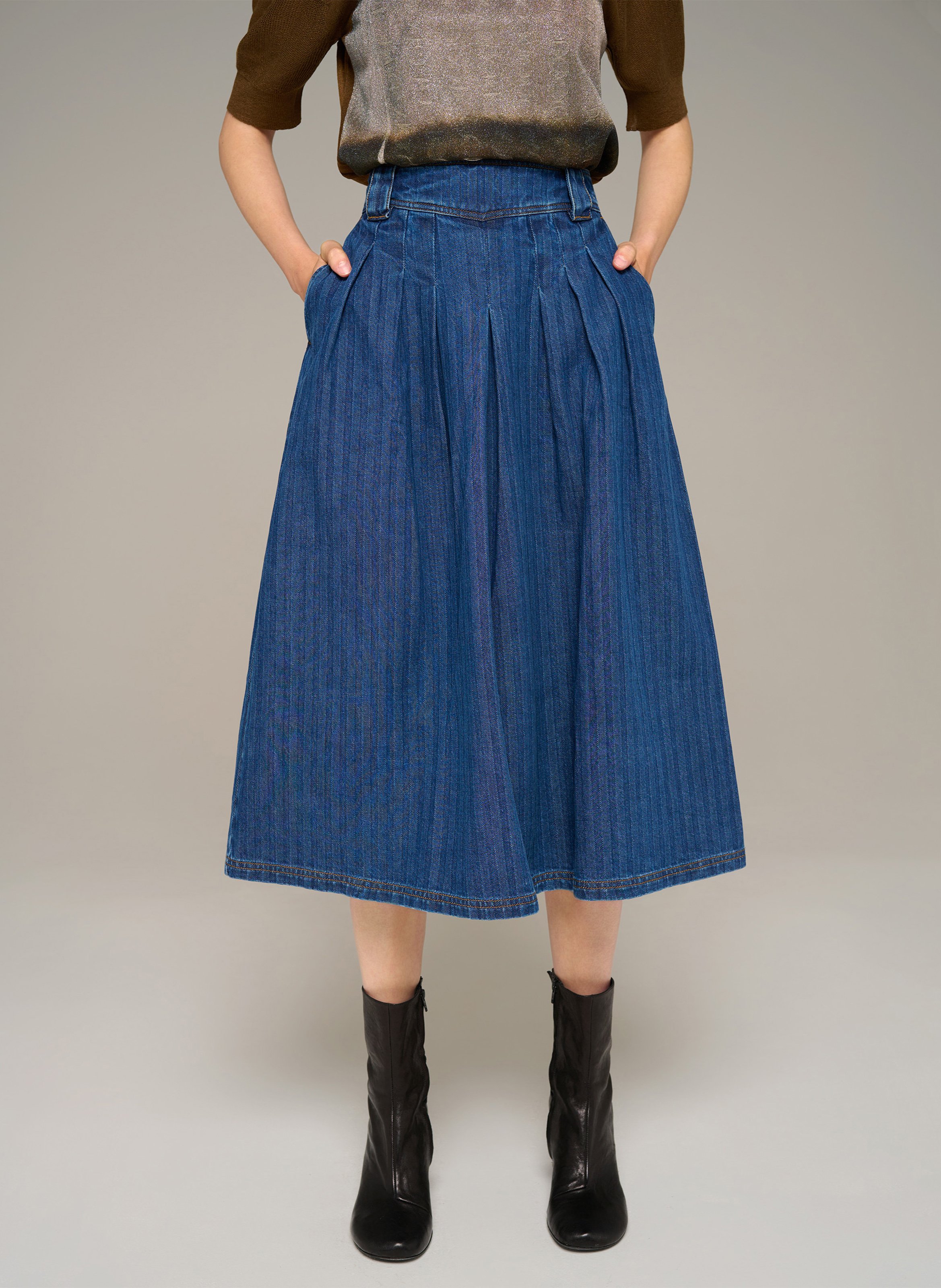 Ausgestellter Midi-Jeansrock COTELAC Blau