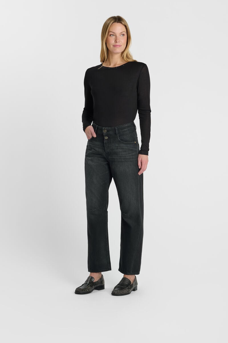 Loose jeans, wide leg, length 34 LE TEMPS DES CERISES Black