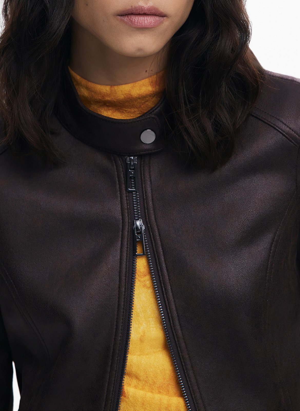 Veste col rond effet cuir DESIGUAL Marron