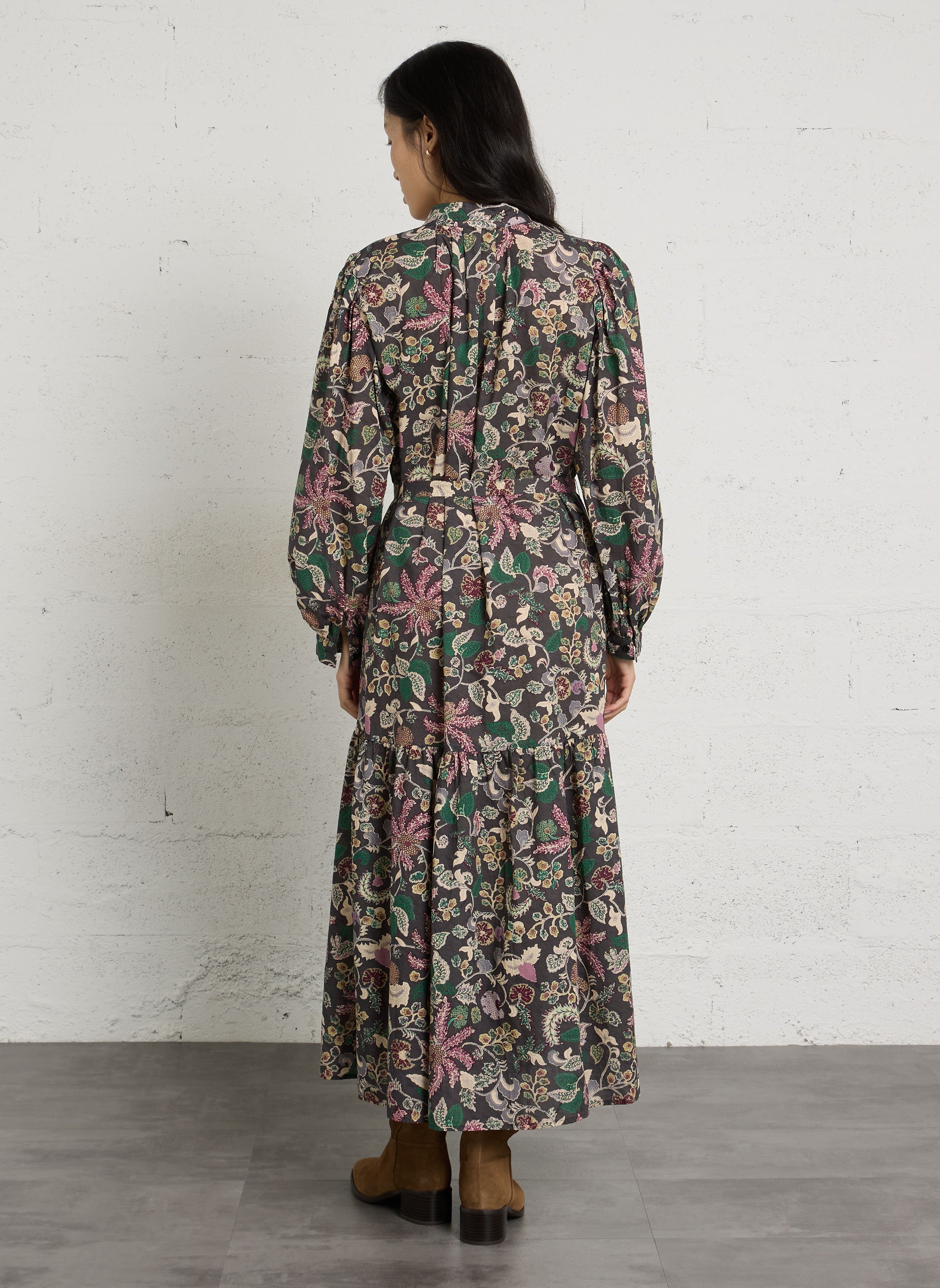 Maxikleid aus Baumwolle mit Rundhalsausschnitt THE KORNER Schwarz