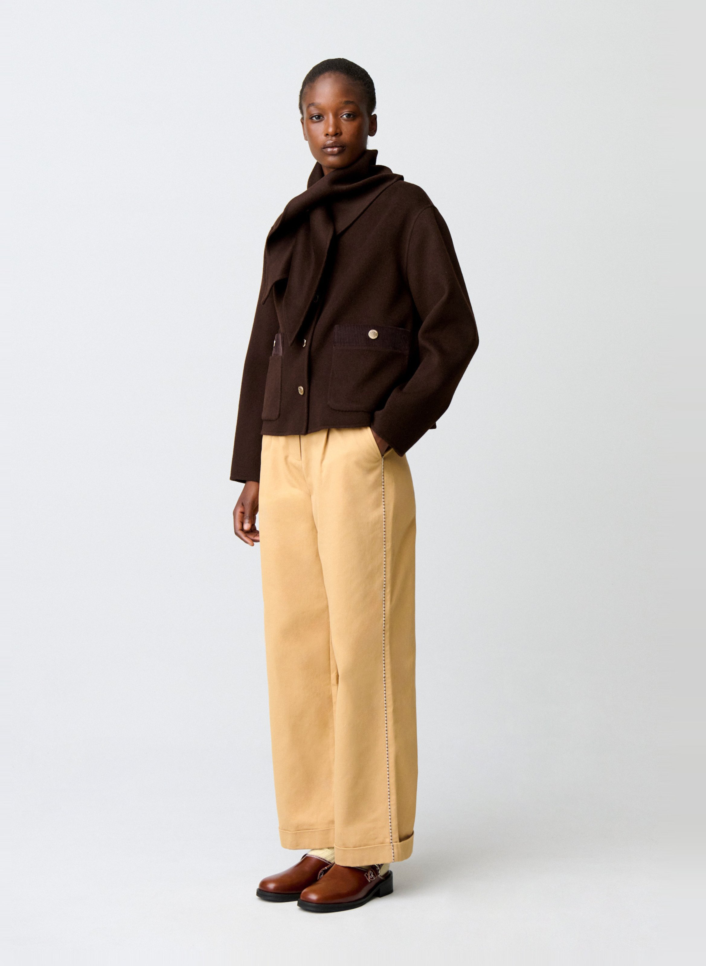Gerader Mantel aus Wollmix CLAUDIE PIERLOT Braun