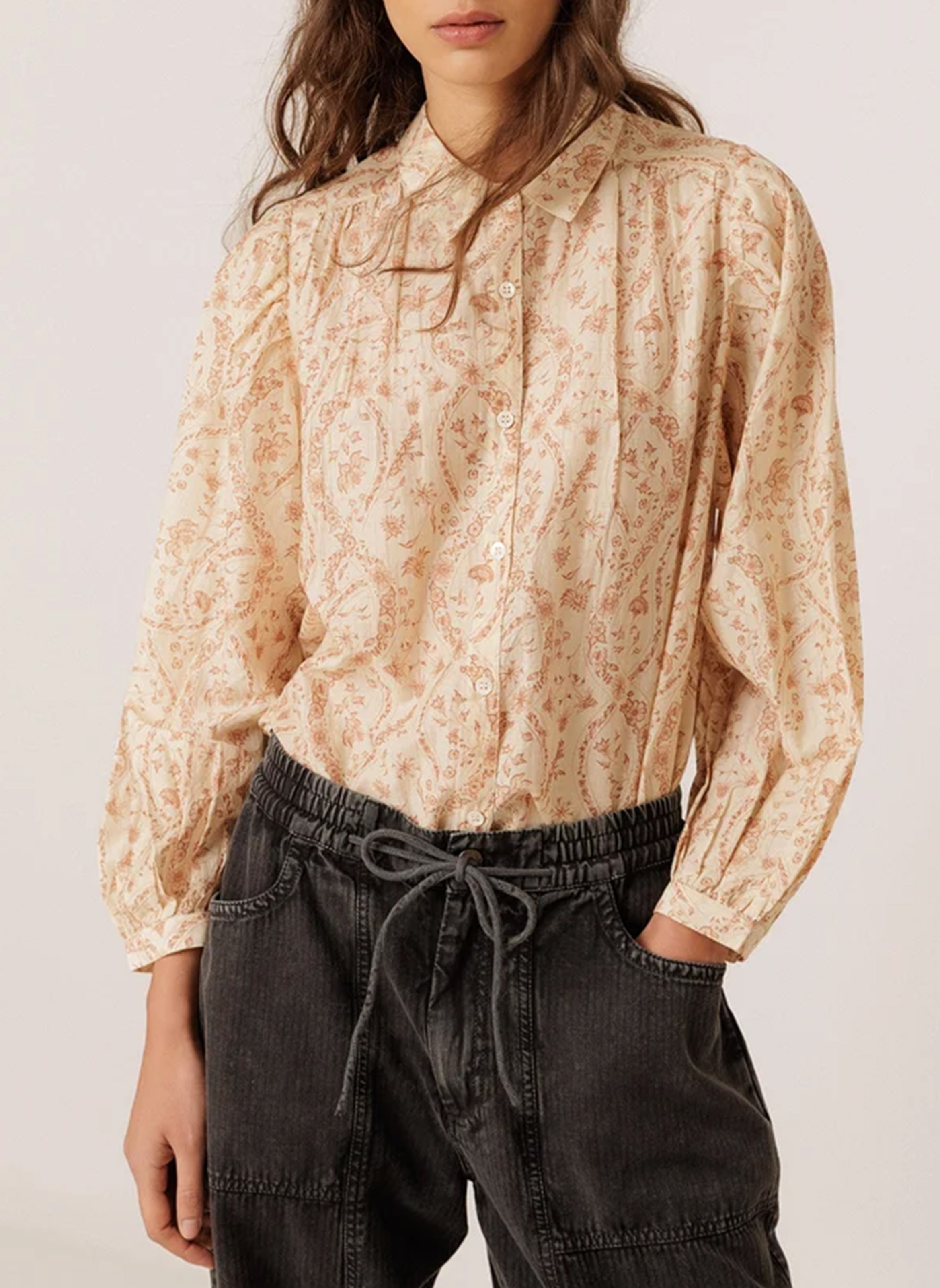 Chemise oversize en coton et soie INDI & COLD Rose