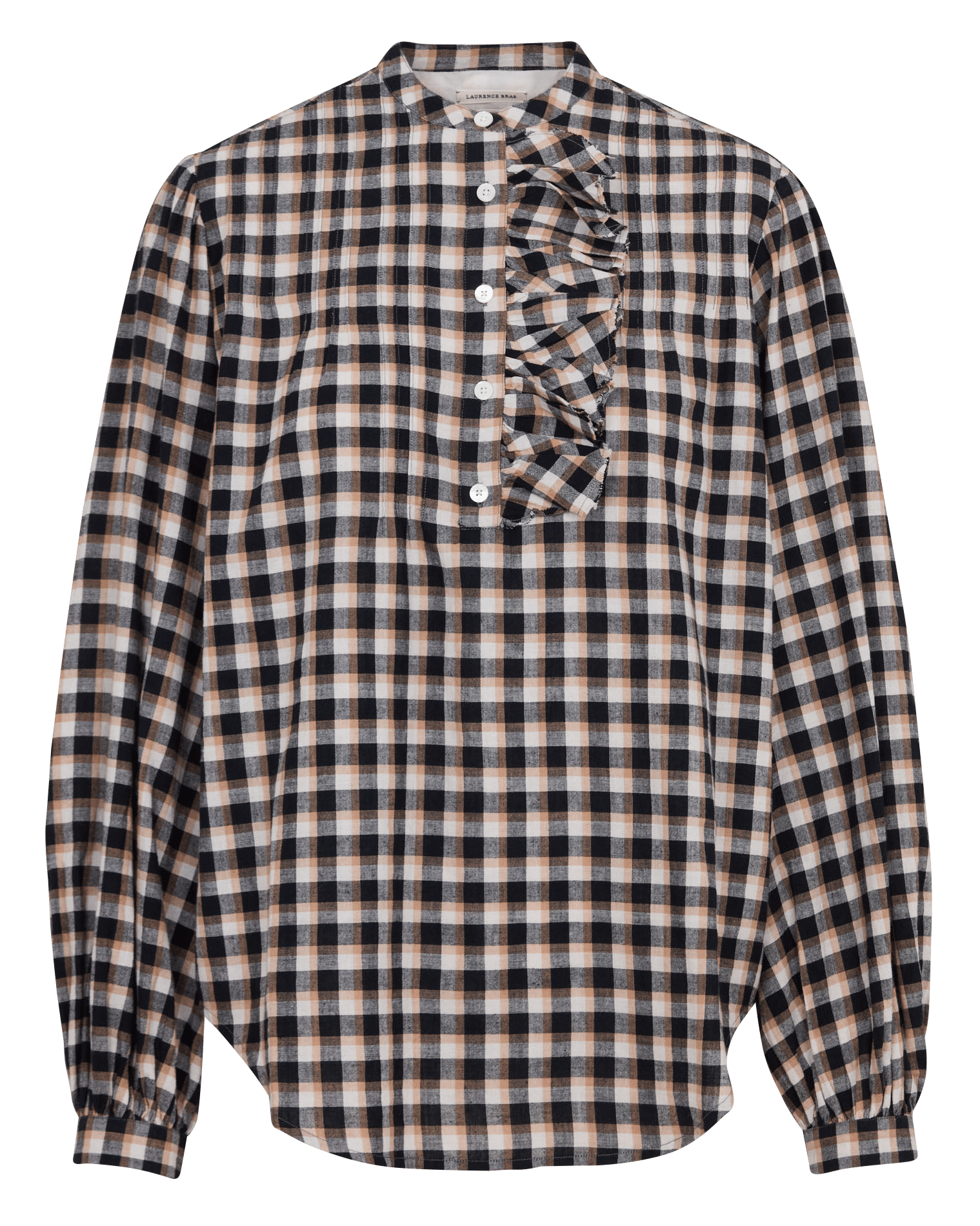 Blouse ample à carreaux en coton LAURENCE BRAS Noir