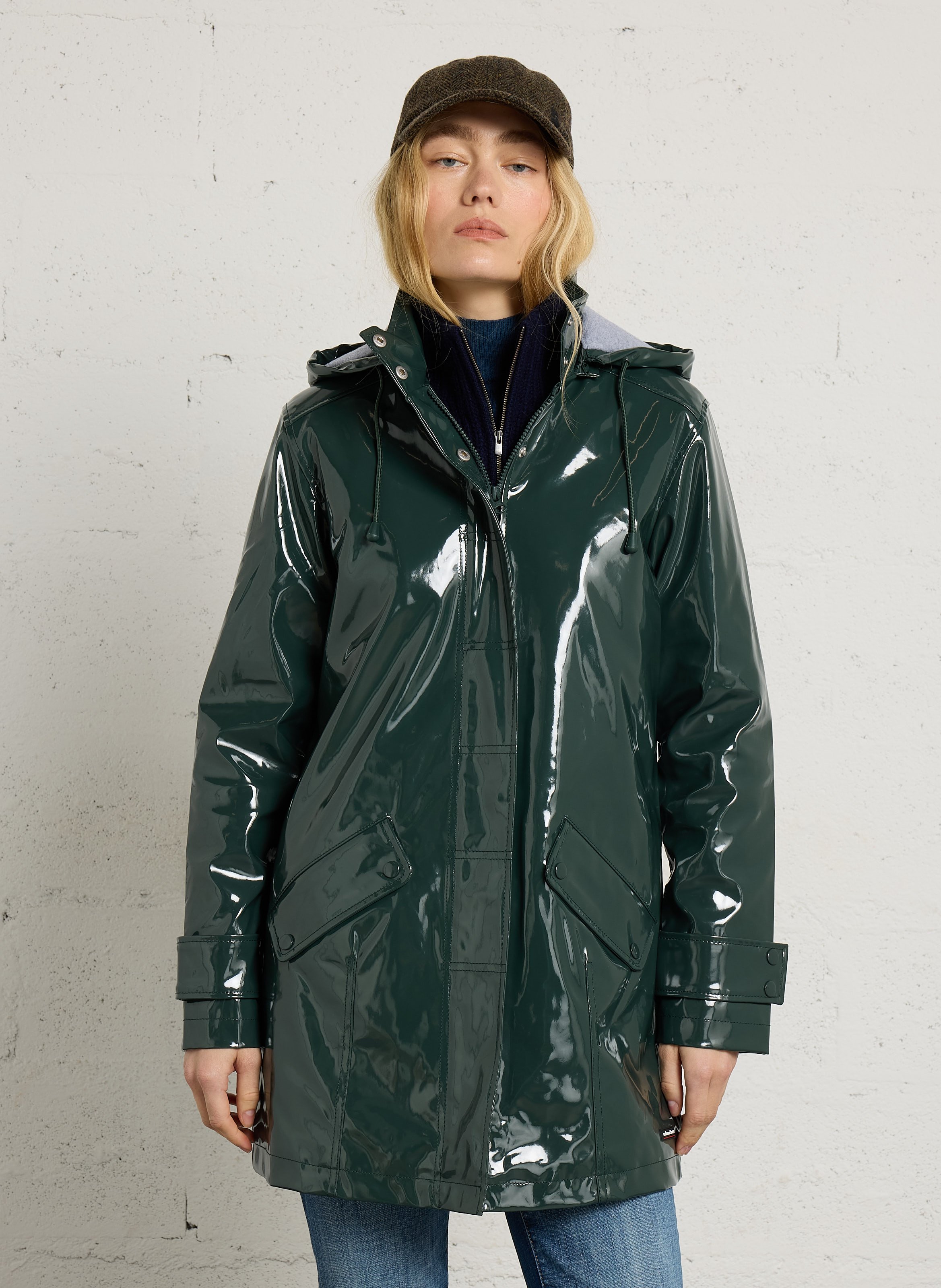 Glanzende regenjas met capuchon ARMOR LUX Groen