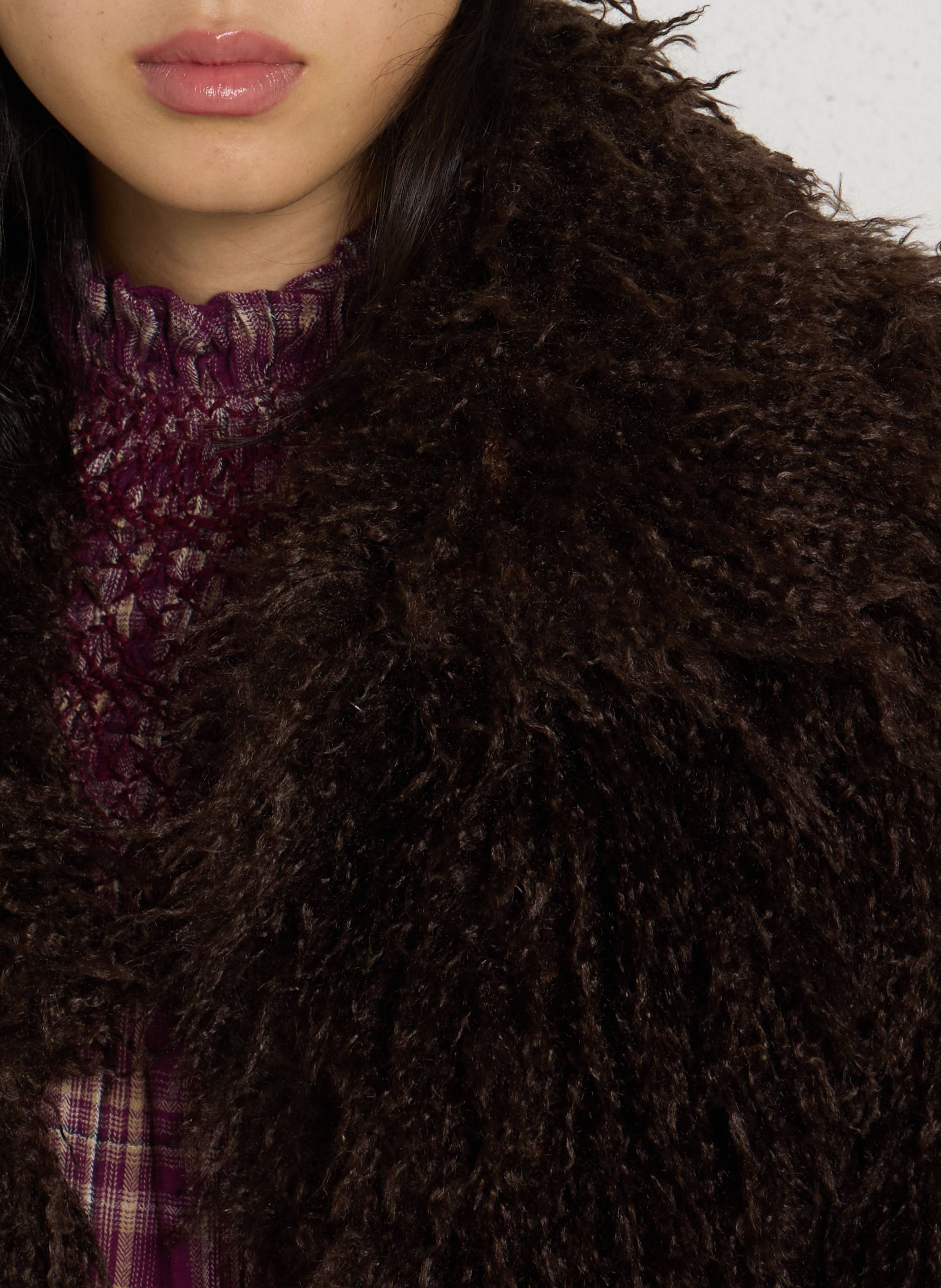 Manteau col montant effet fourrure SUD EXPRESS Marron