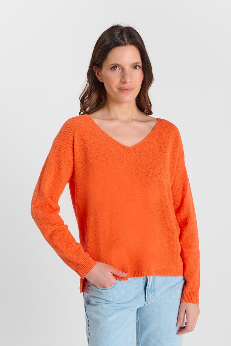 V-neck sweater LE TEMPS DES CERISES Orange