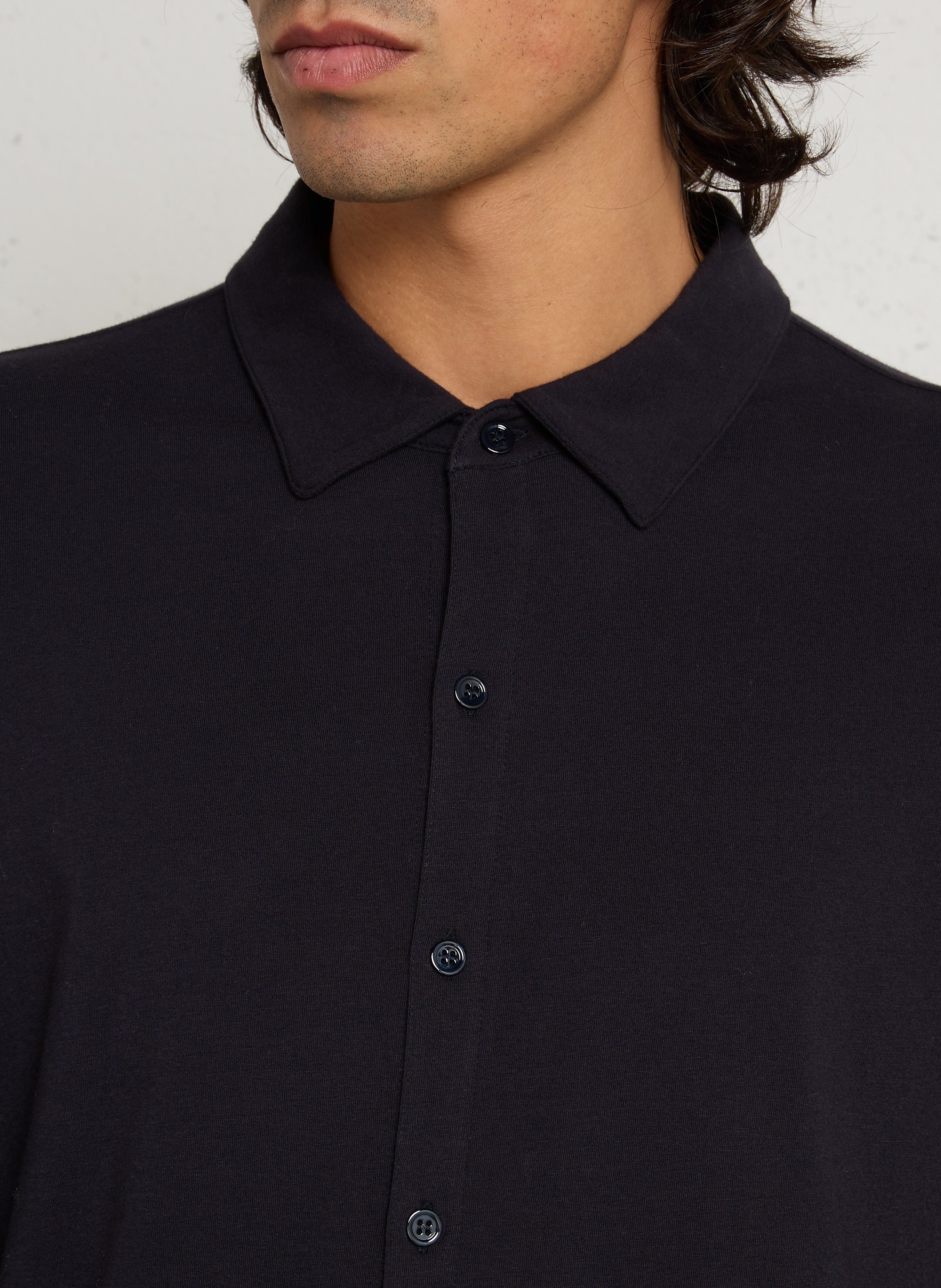 Chemise droite douce unie MAJESTIC FILATURES Bleu