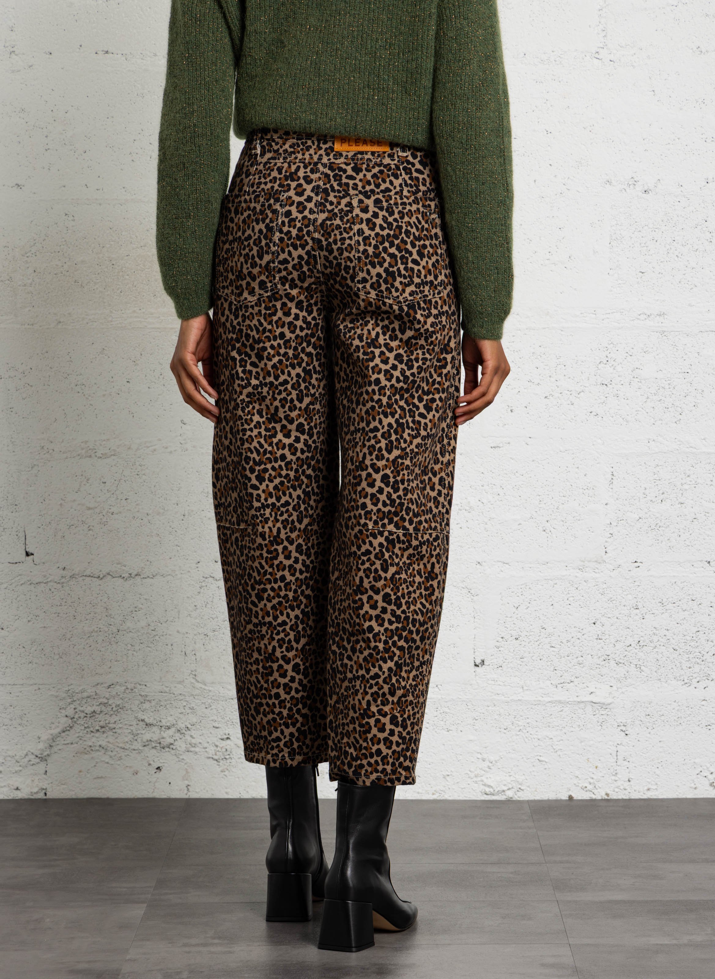 Balloon trousers in a cotton-blend print PLEASE Beige