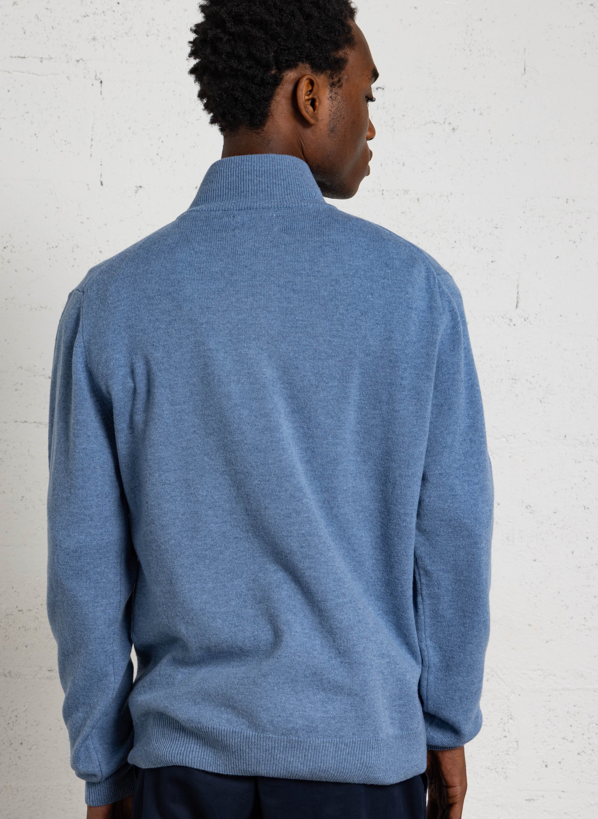 Pull droit col montant zippé en laine GANT Bleu