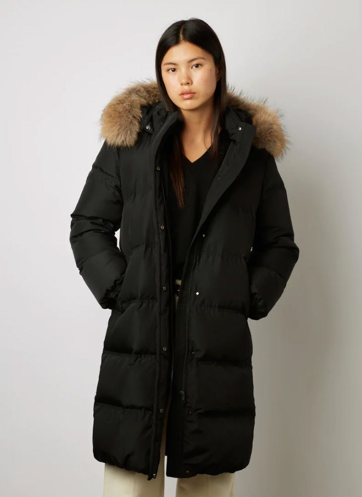 Black Long down coat with hood