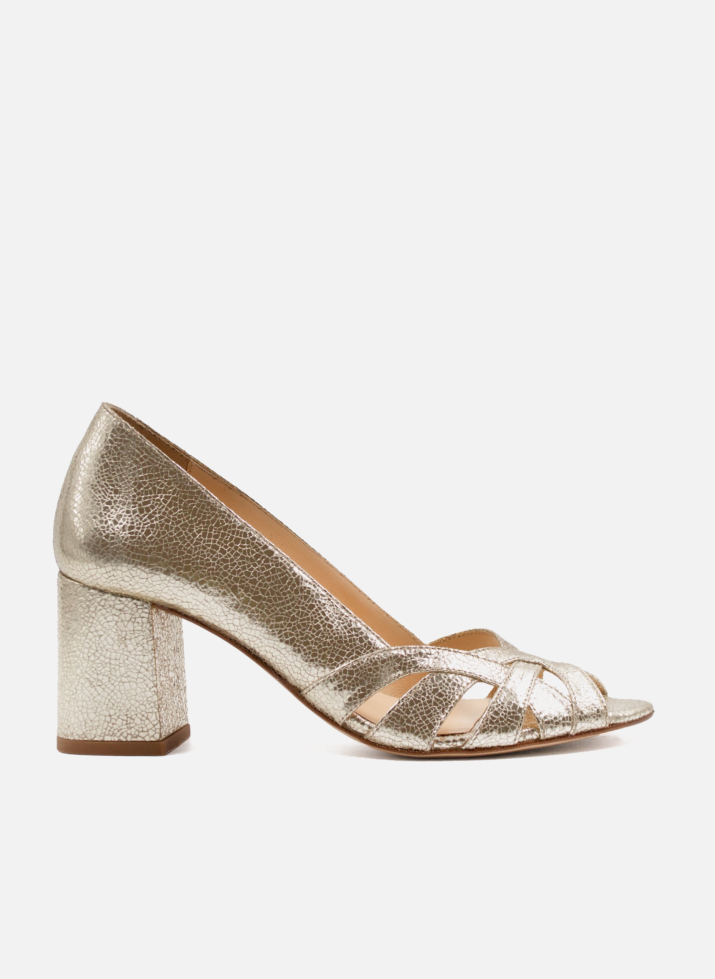 Metallic Leather Cut-out Pumps JULES & JENN Golden