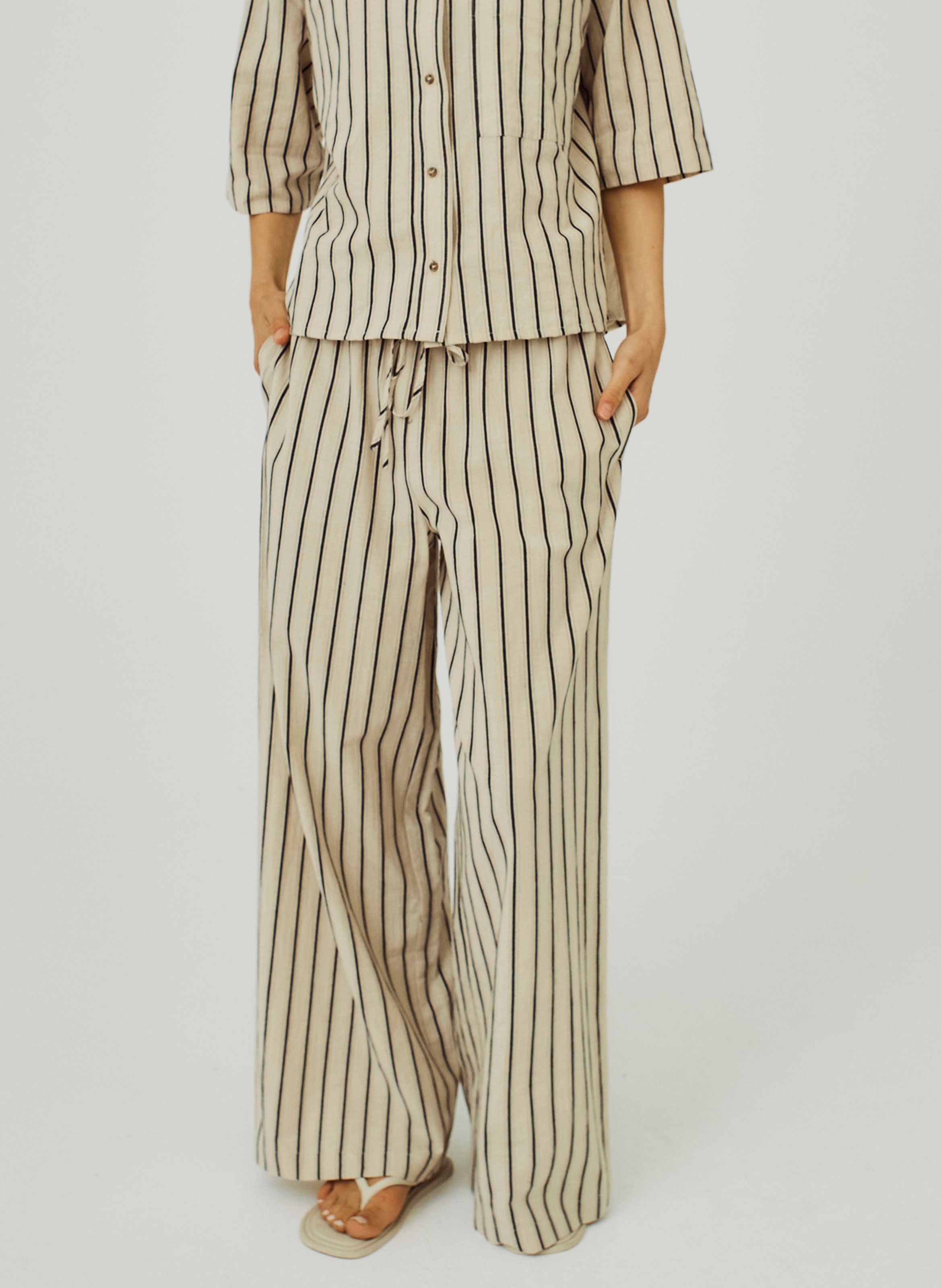 Straight striped cotton pants NORR Black