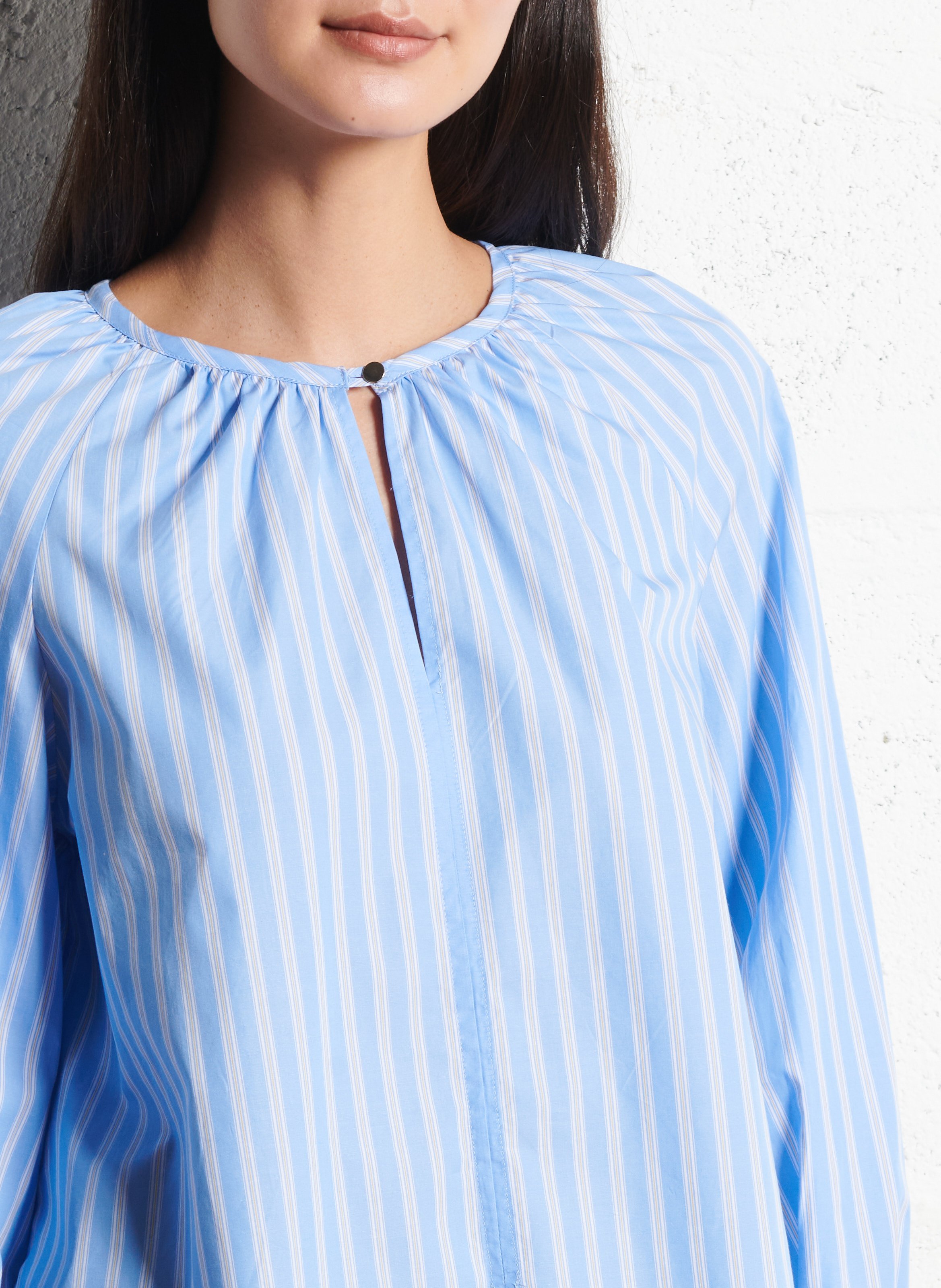 Round-neck cotton blouse BELLEPIECE Blue
