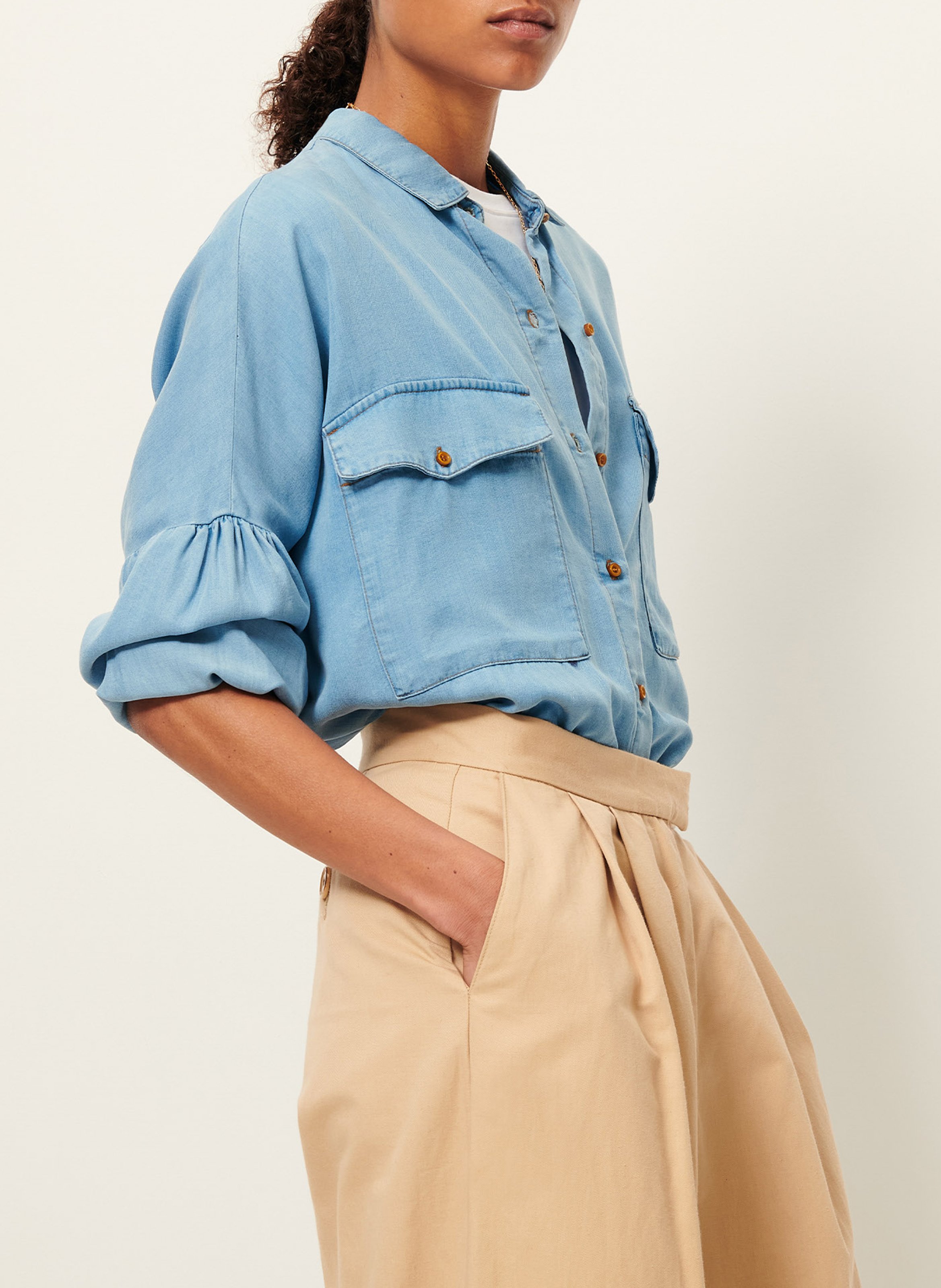 Chemise col classique en lyocell SESSUN Bleu