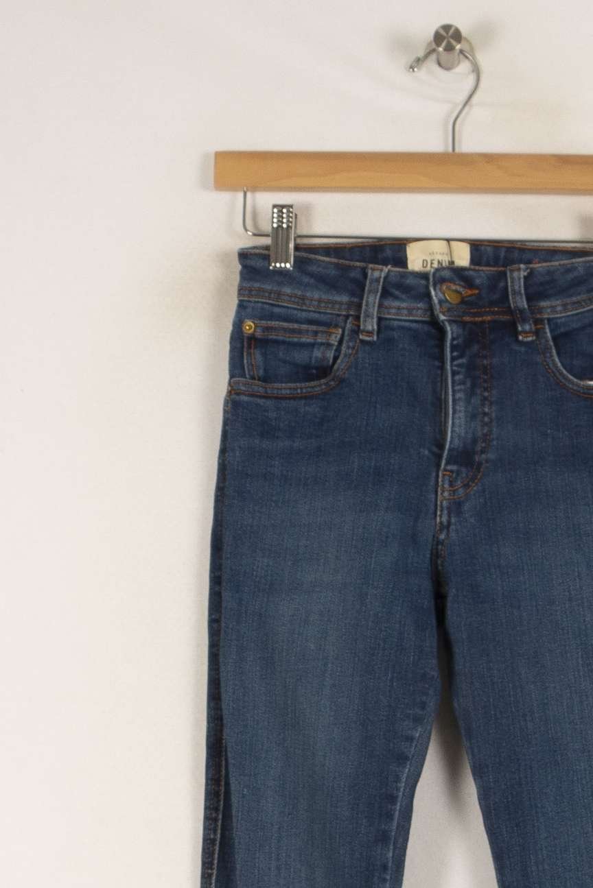 Cropped slim jeans with studs Blue