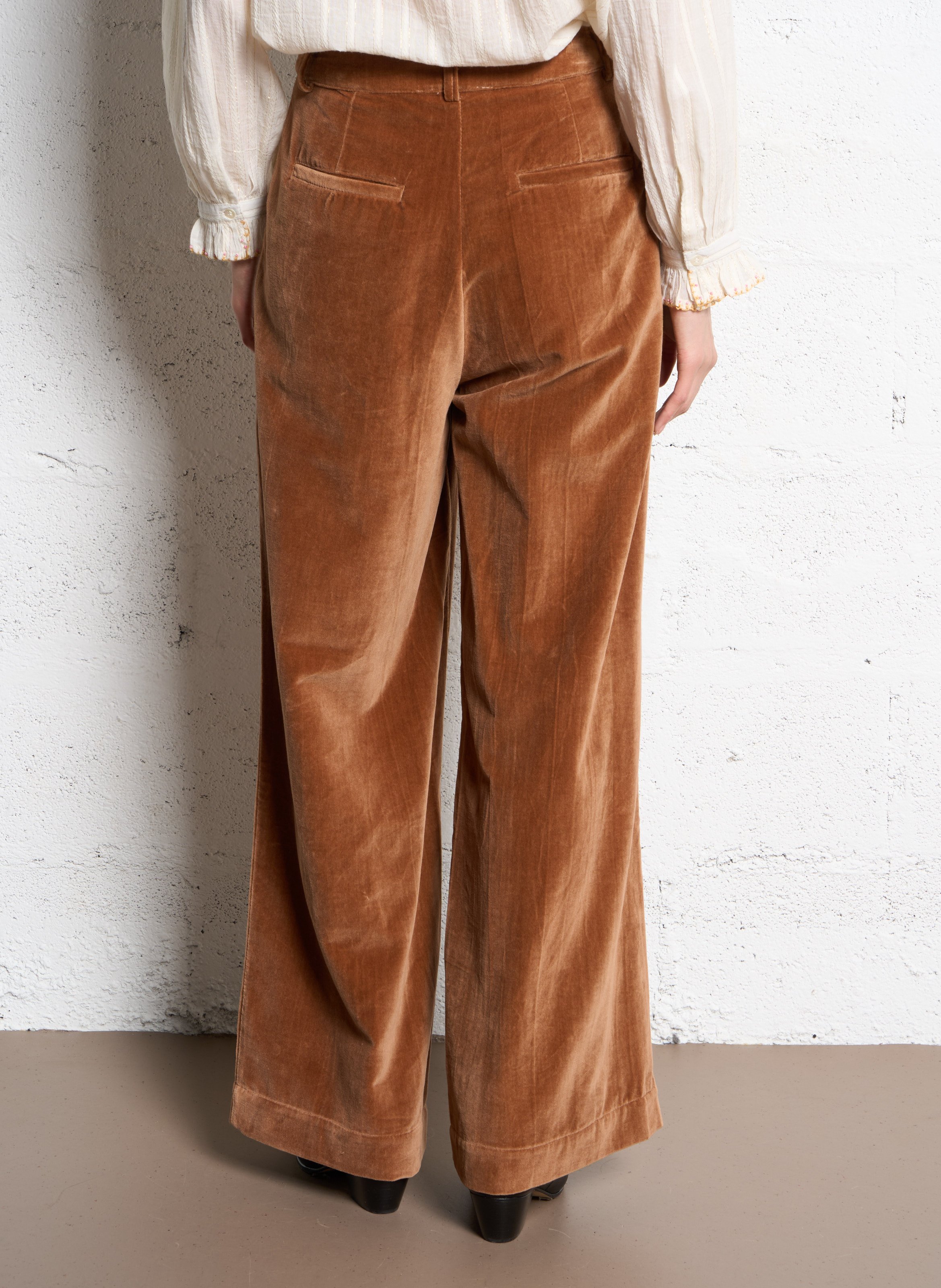 Weite Hose aus Baumwoll-Velours EMILE ET IDA Braun