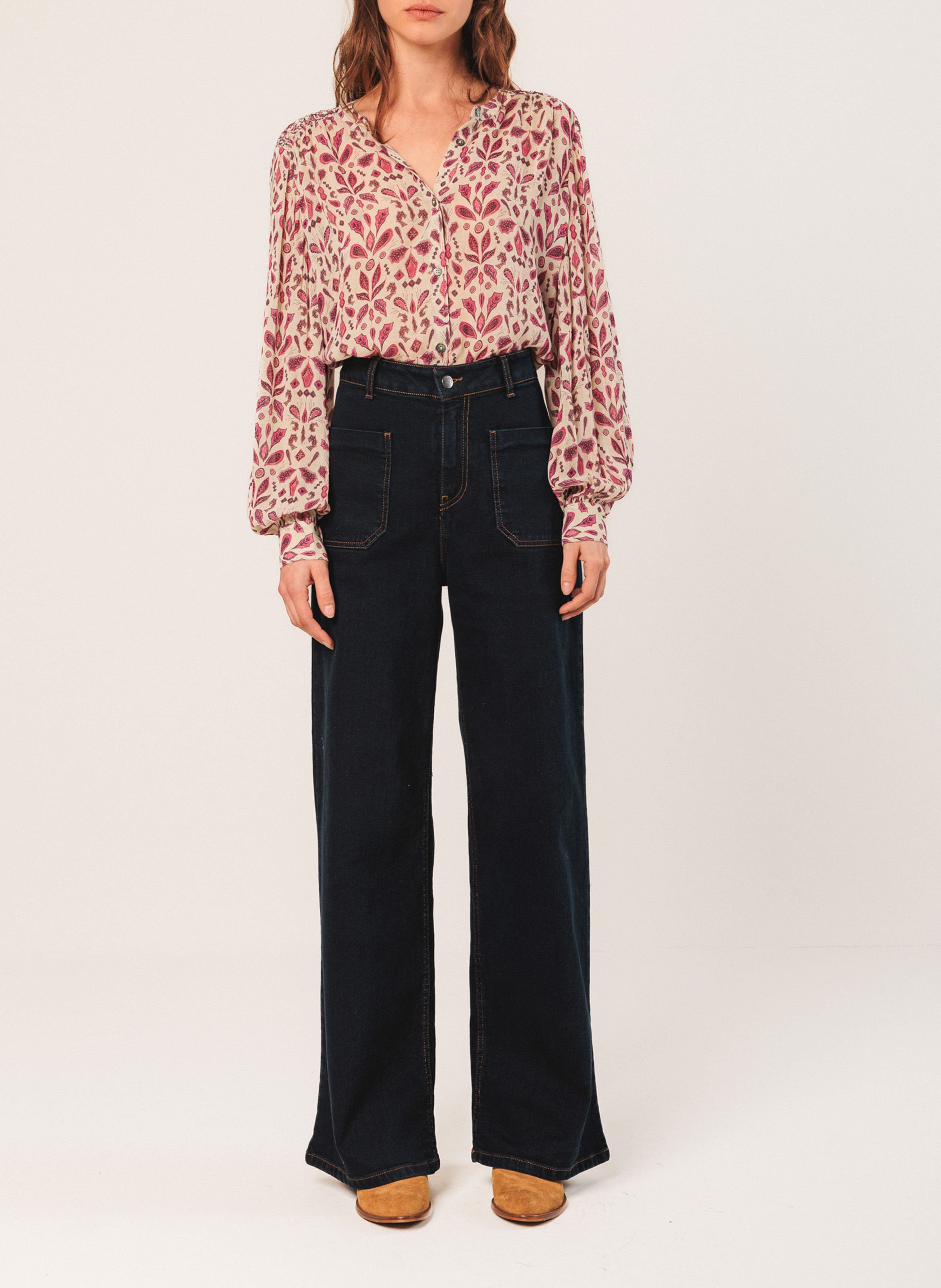 Chemise ample col tunisien imprimée INDI & COLD Rose