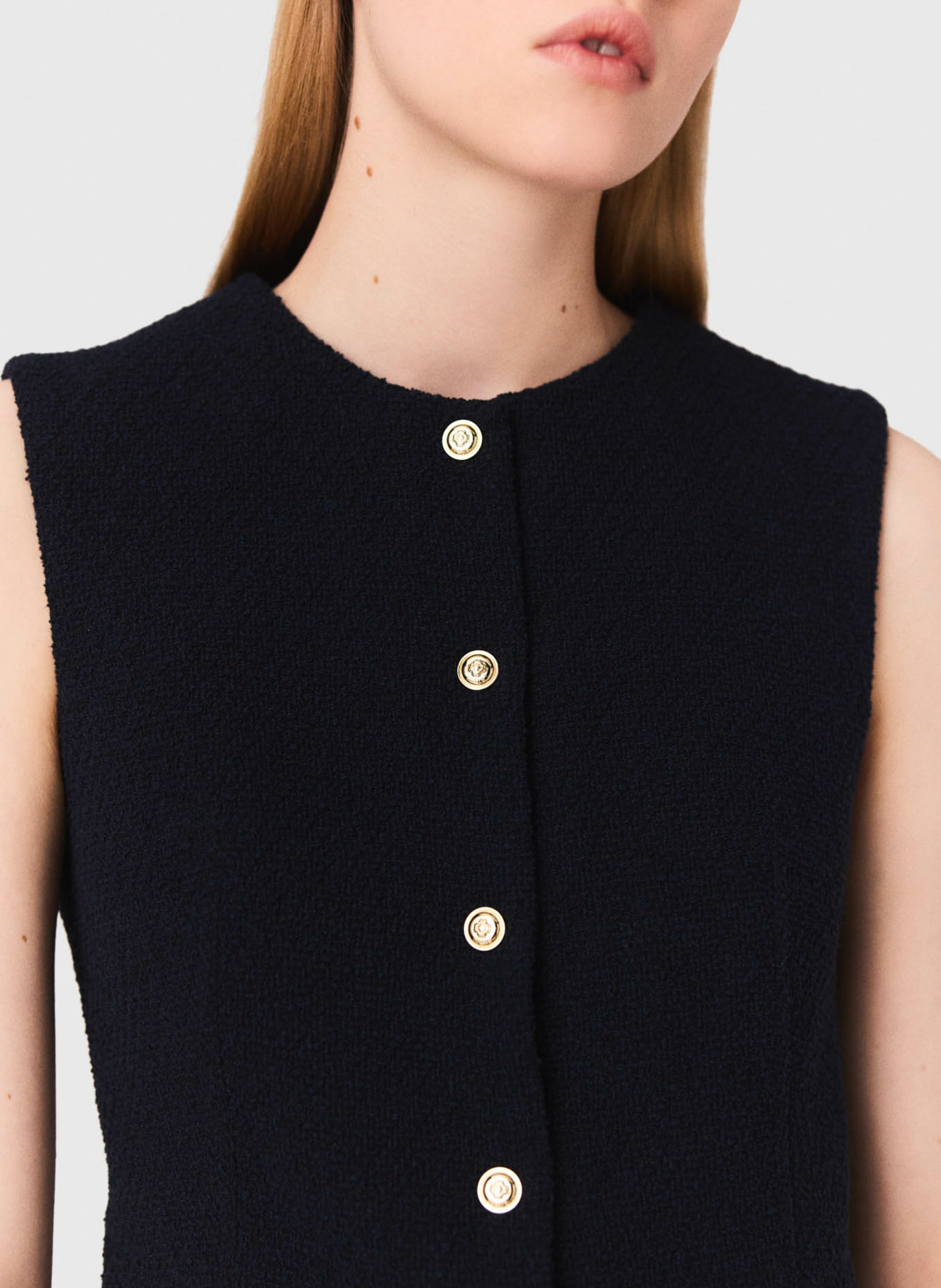 Round-neck cotton-blend cardigan MAJE Blue