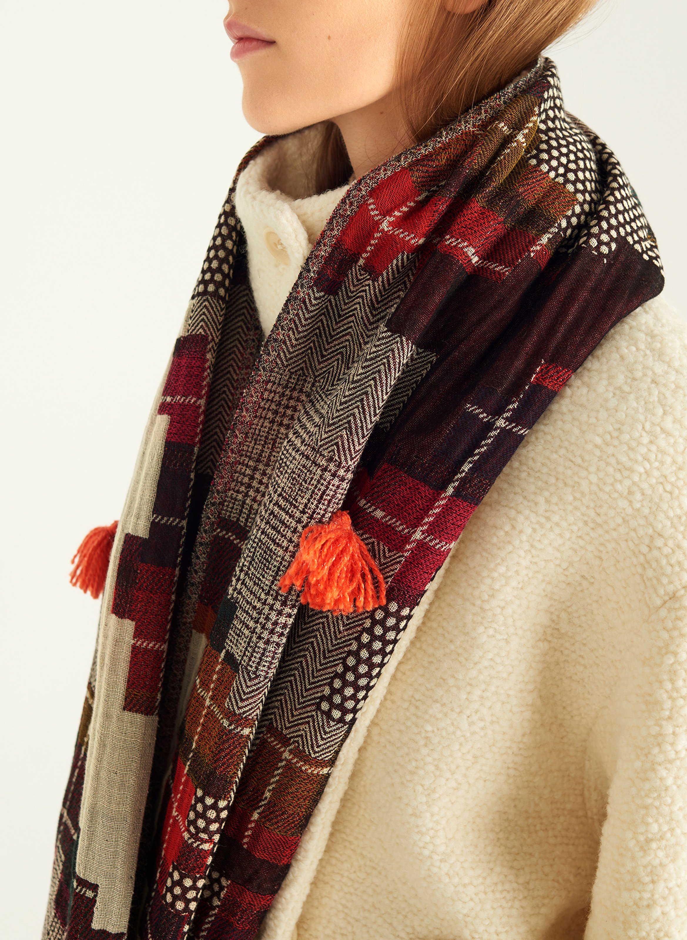 Echarpe en coton mélangé COTELAC Rouge