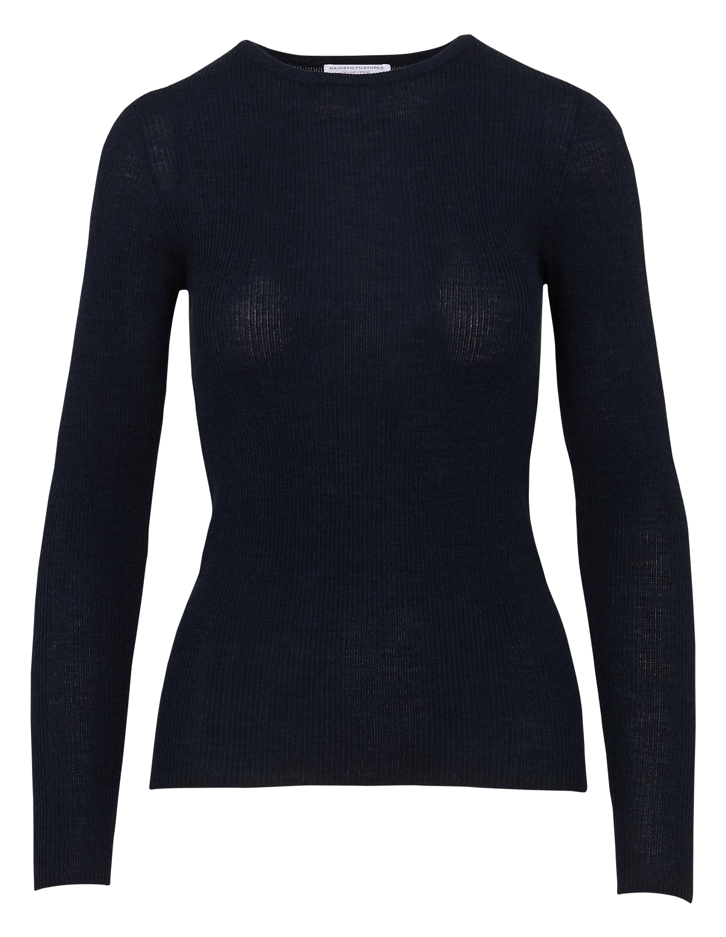 Top col rond en laine MAJESTIC FILATURES Bleu