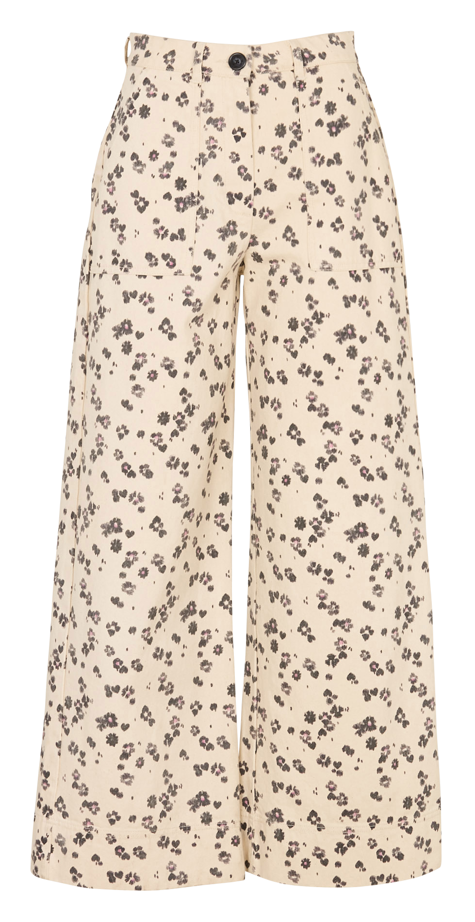 Jean taille haute à motifs DES PETITS HAUTS Blanc