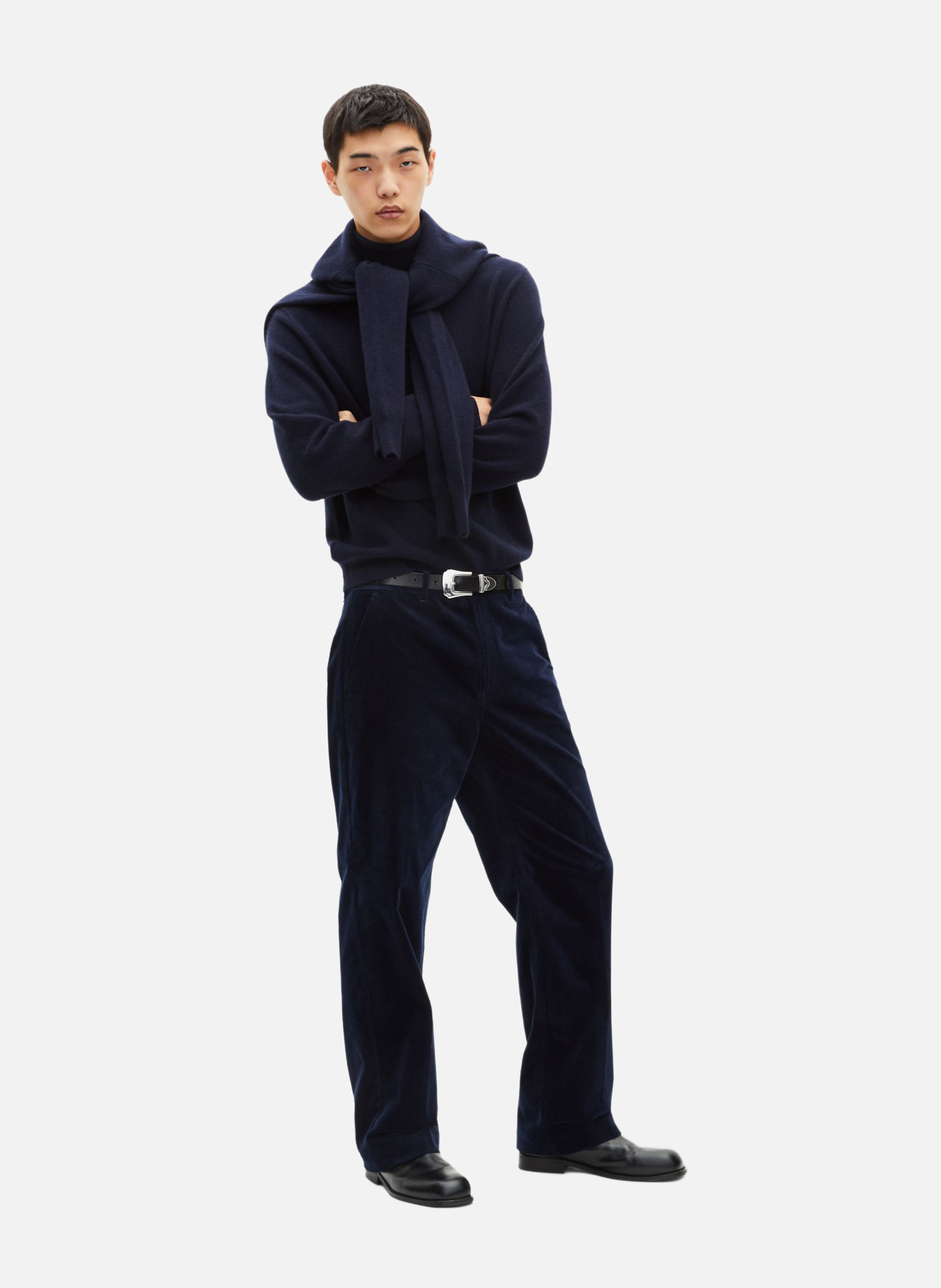 Corduroy cropped pants THE KOOPLES Blue