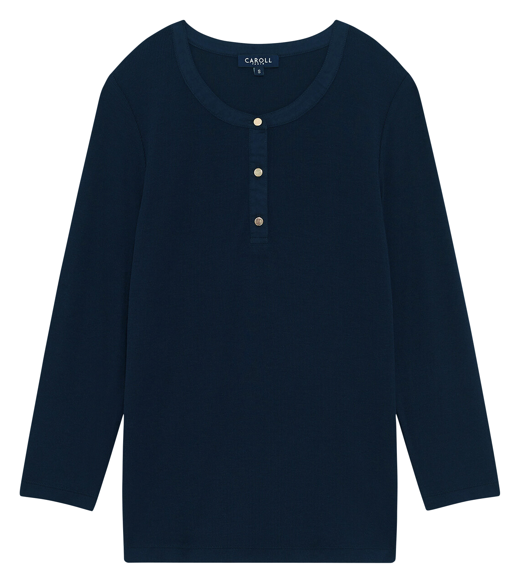 Tee-shirt moulant col rond CAROLL Bleu