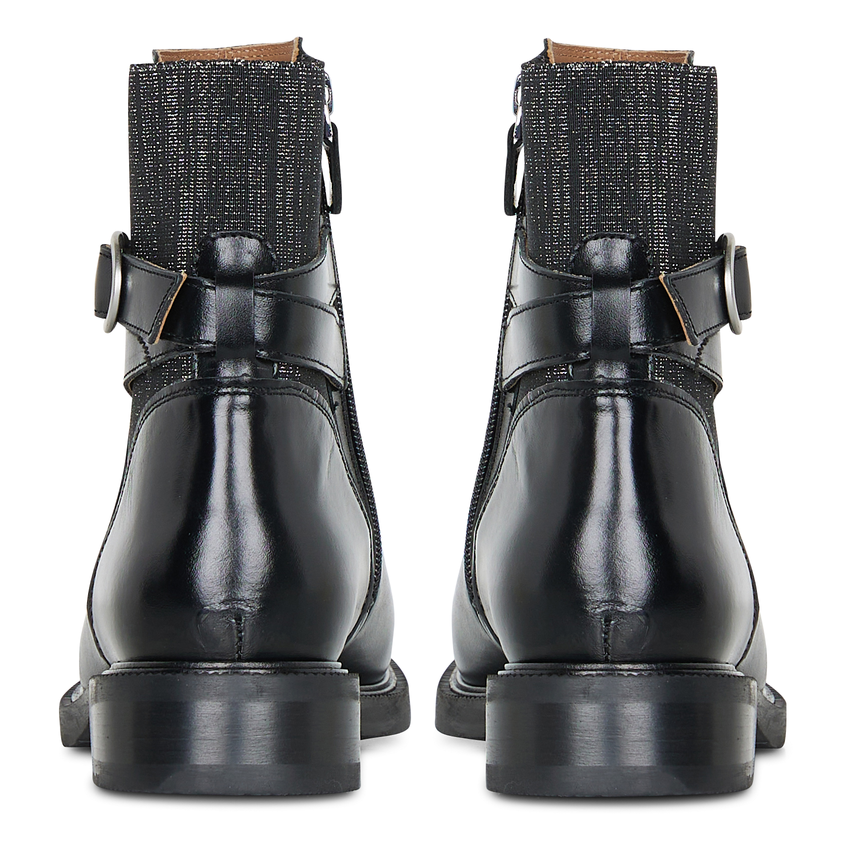 Effen leren enkellaarzen met textuur MAISON TOUFET Zwart