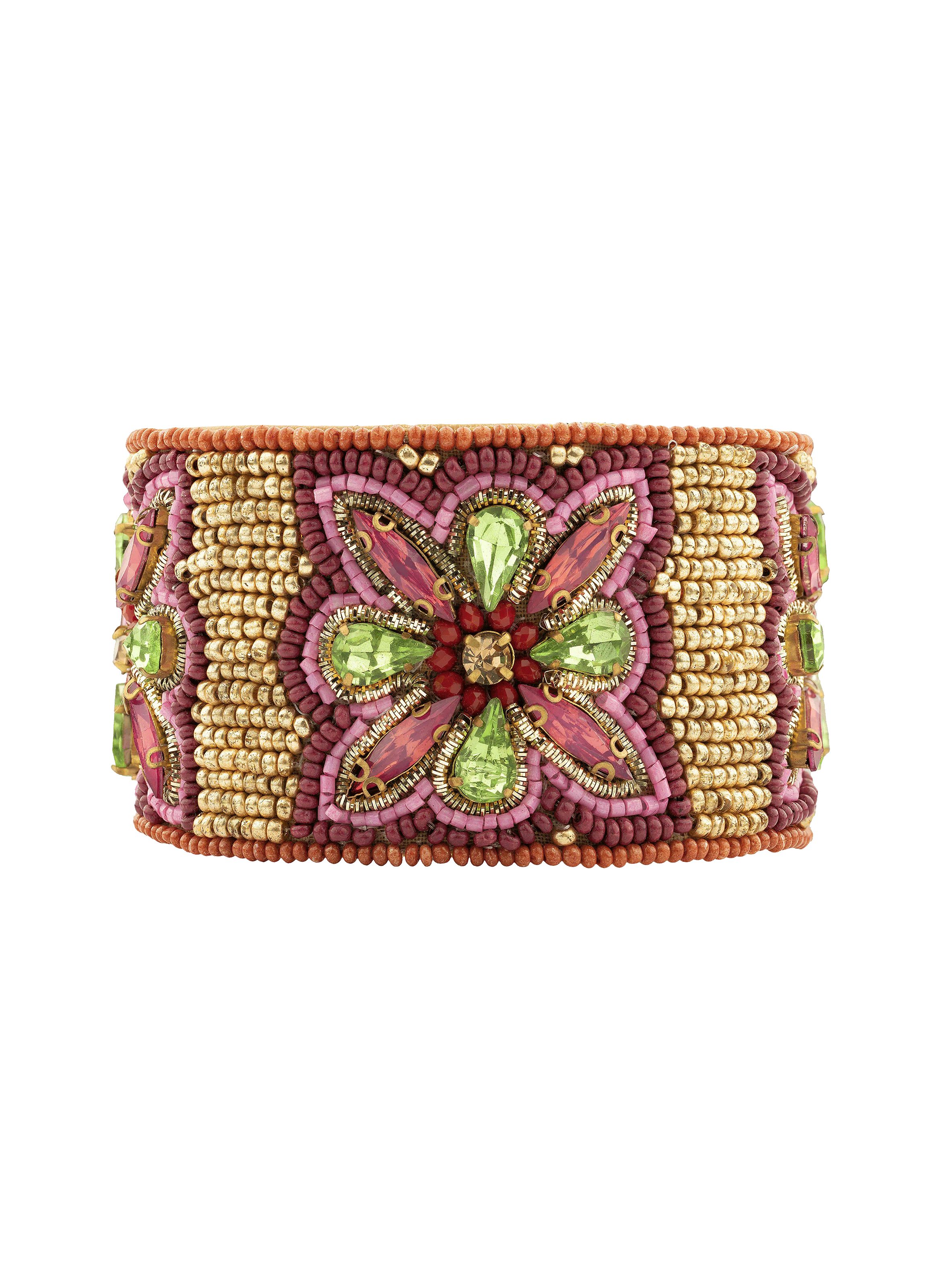 Adjustable woven bead cuff bracelet HIPANEMA Pink