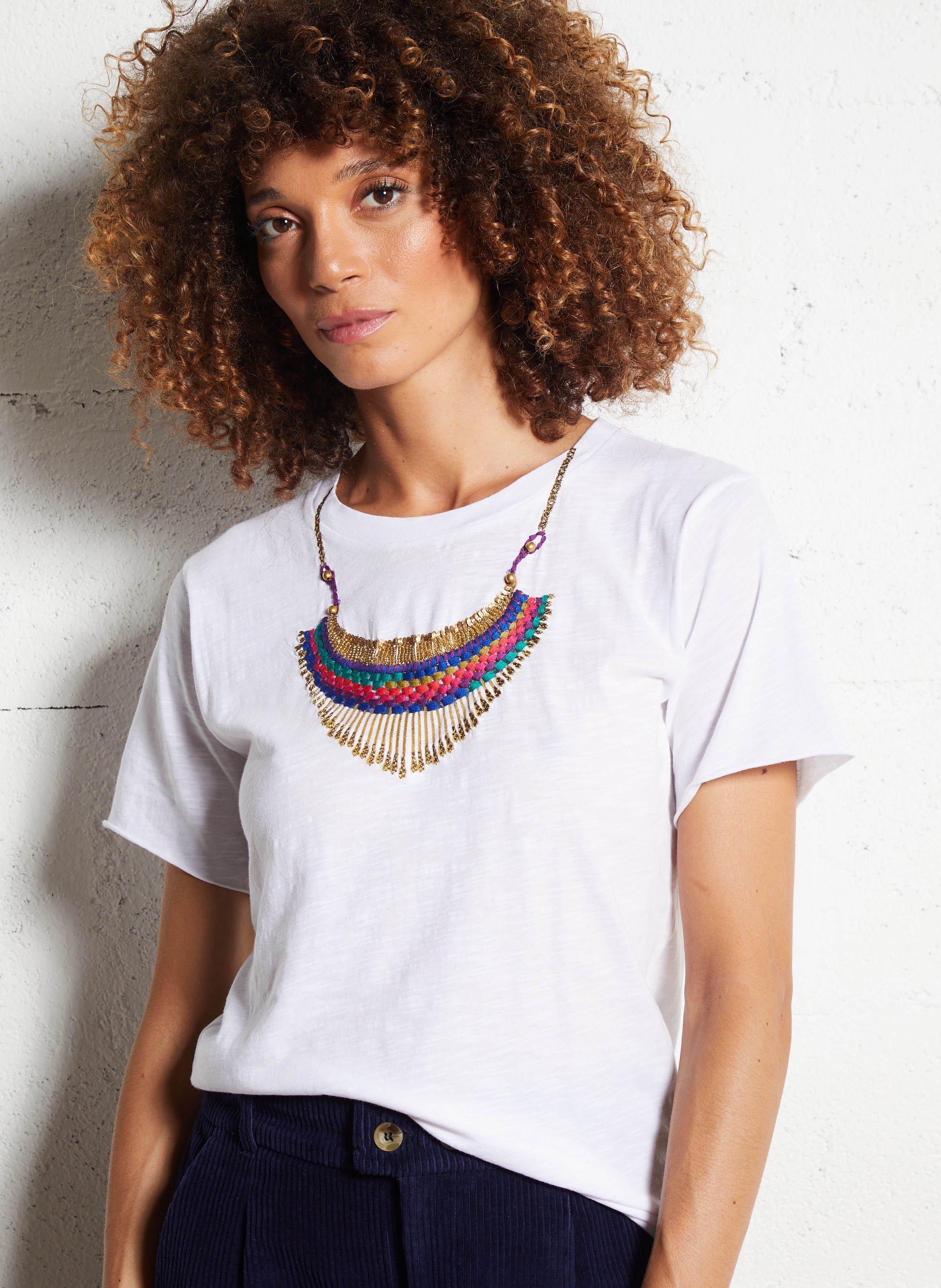 T-shirt van biokatoen met ronde hals LEON & HARPER