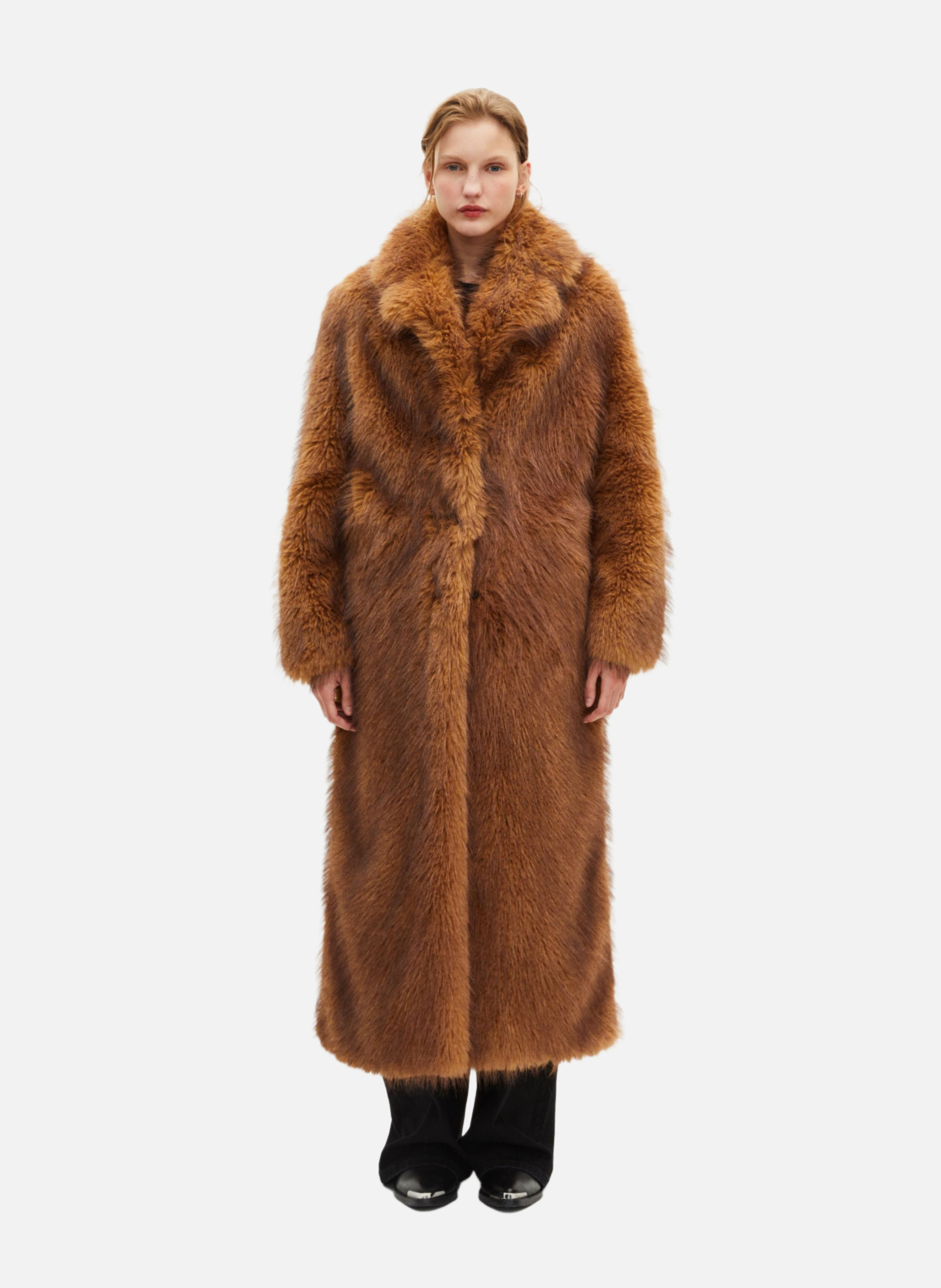 Long faux fur coat THE KOOPLES Brown