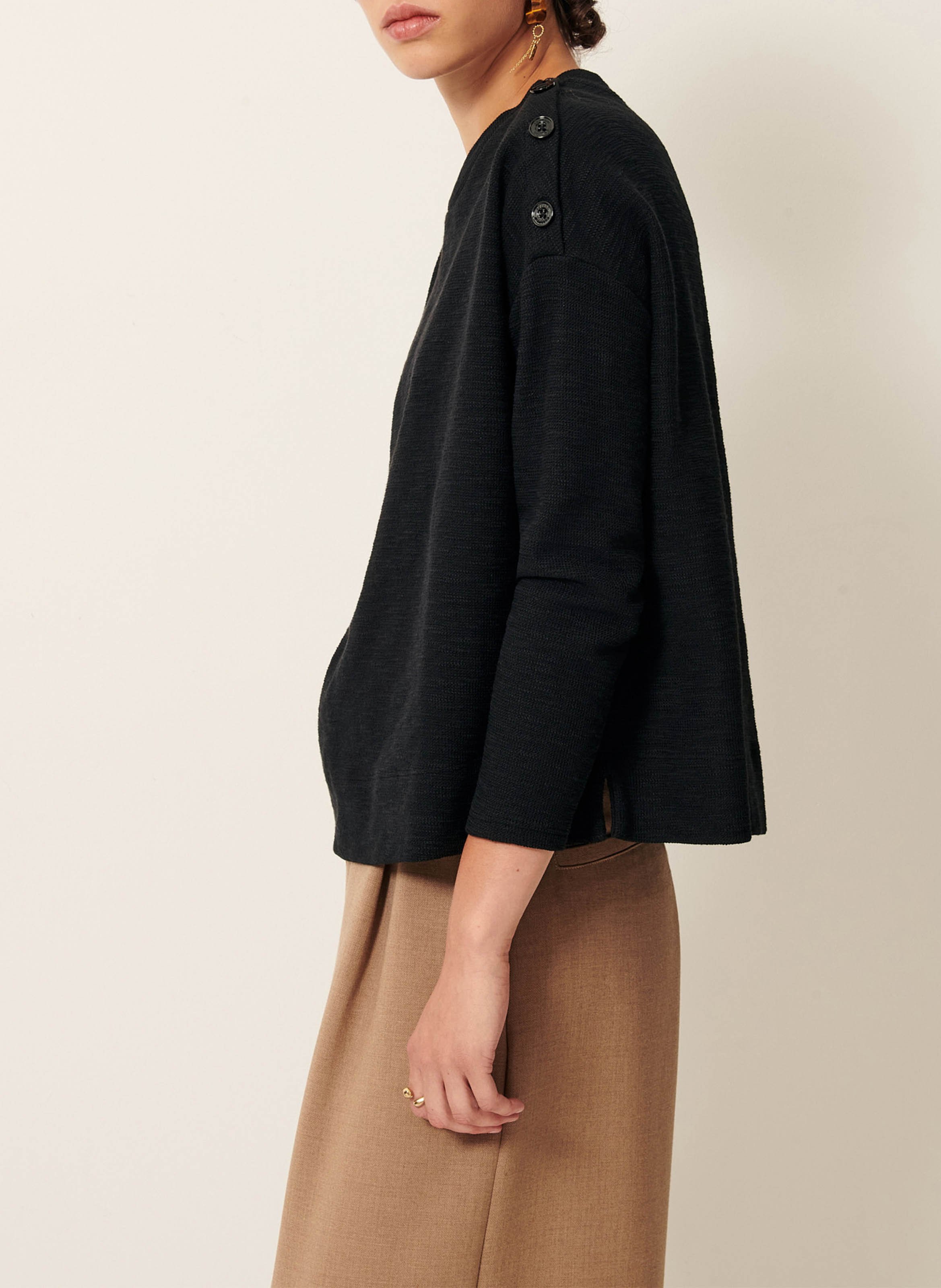 Pull col rond en coton mélangé SESSUN Noir