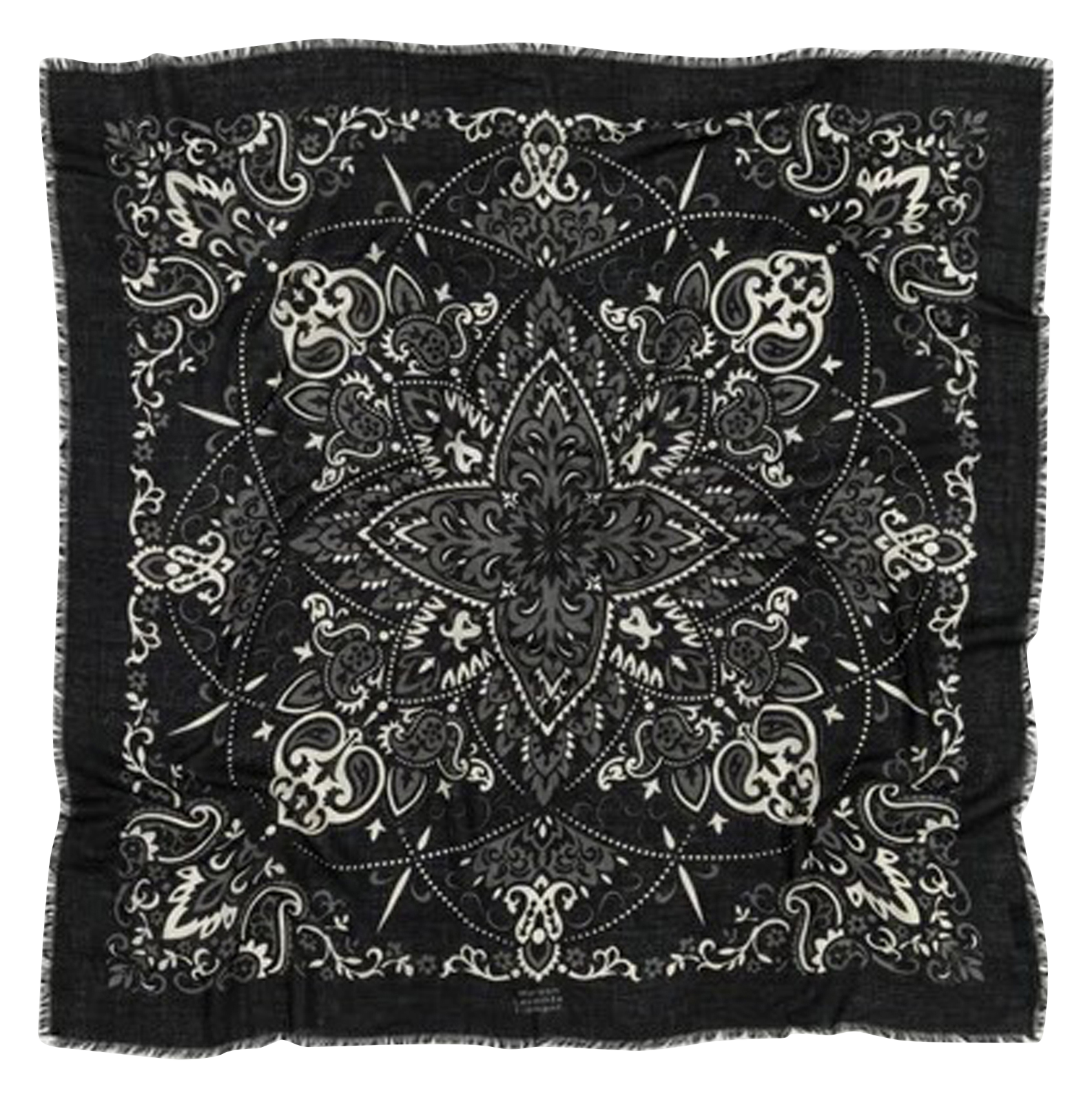 Foulard imprimé en laine et cachemire MAISON LECOMTE FLAMENT Noir