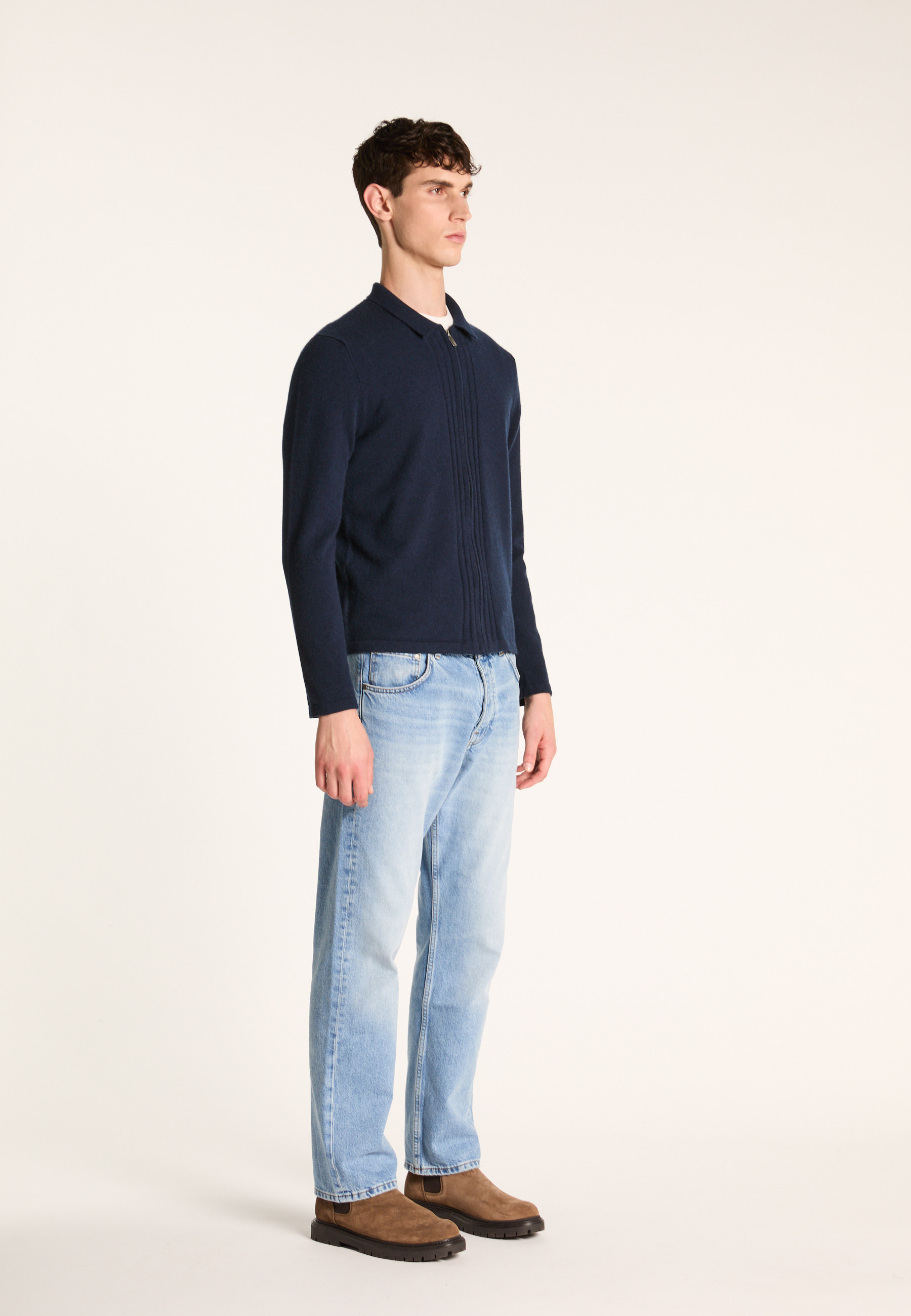 Zipped cashmere cardigan MAISON MONTAGUT Blue