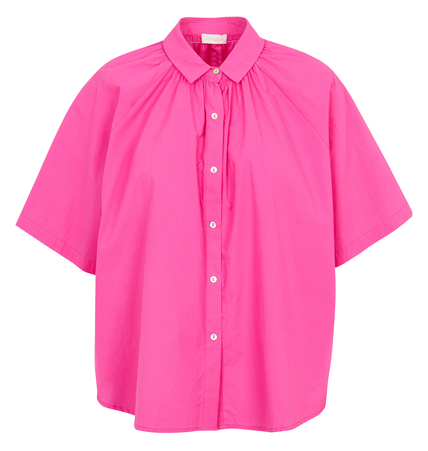 Weit geschnittene Baumwollbluse mit klassischem Kragen JC SOPHIE Rosa