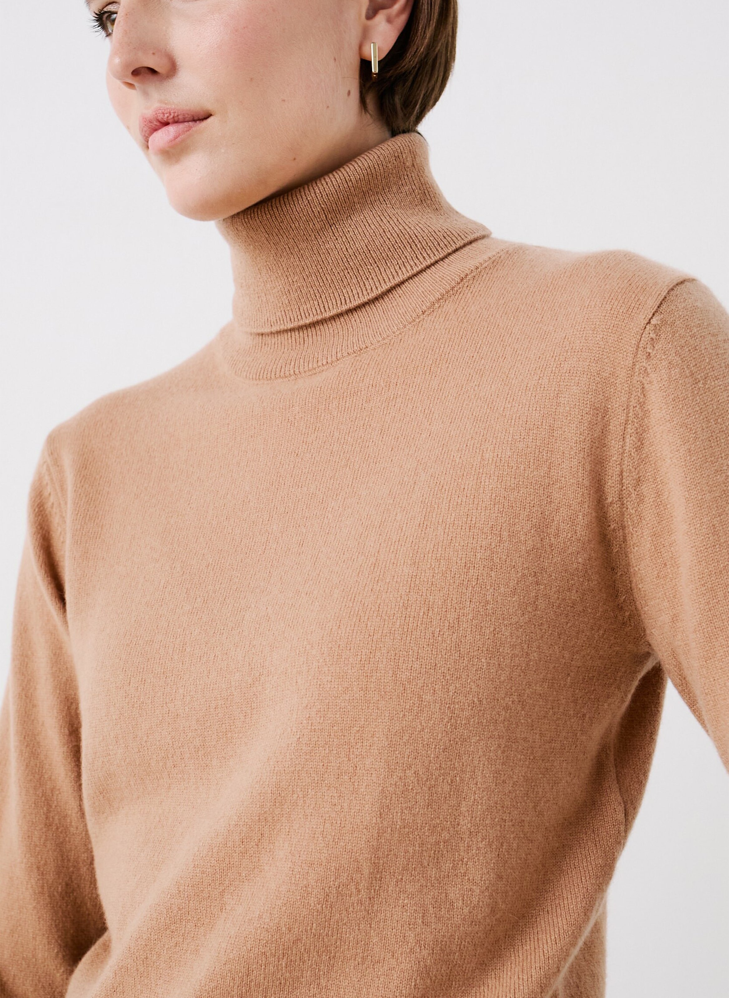 Cashmere straight-cut turtleneck sweater CAROLL Brown