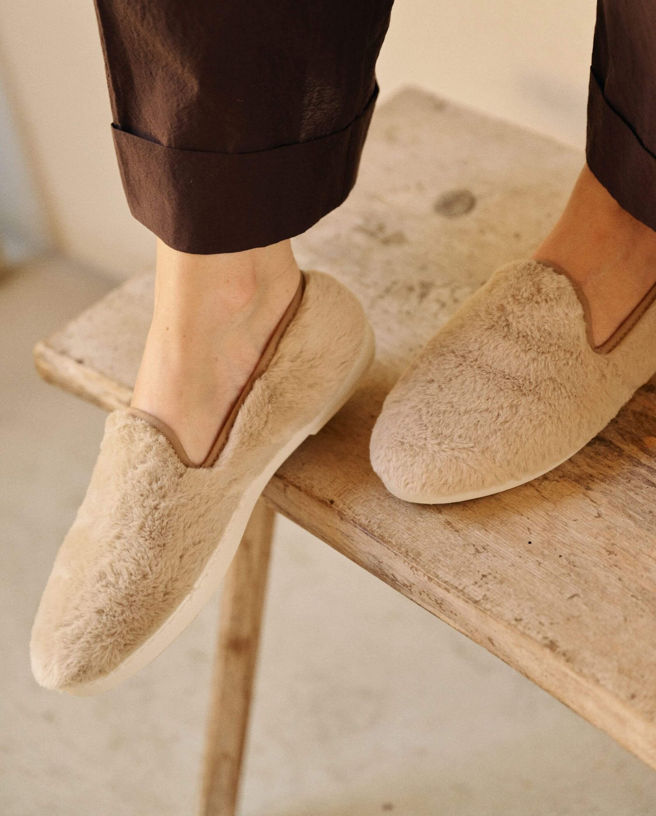 Women's vegan fur slipper, beige ANGARDE Beige